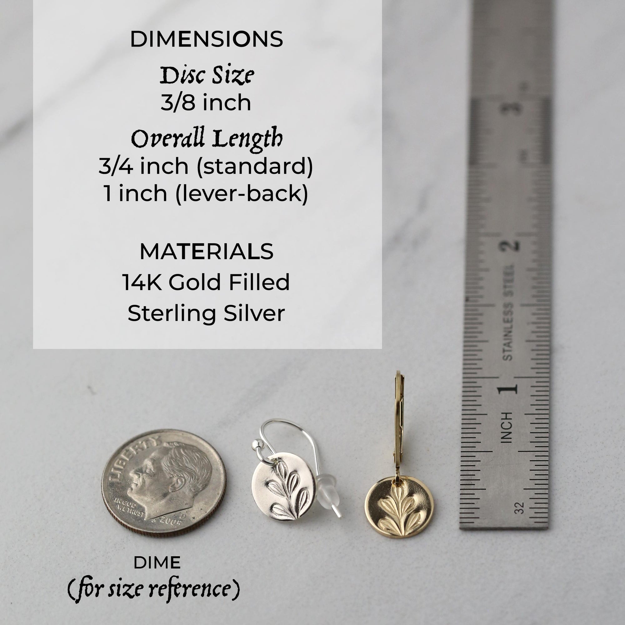 Stamped Botanical Tiny Disc Earrings jewelry handmade by Burnish