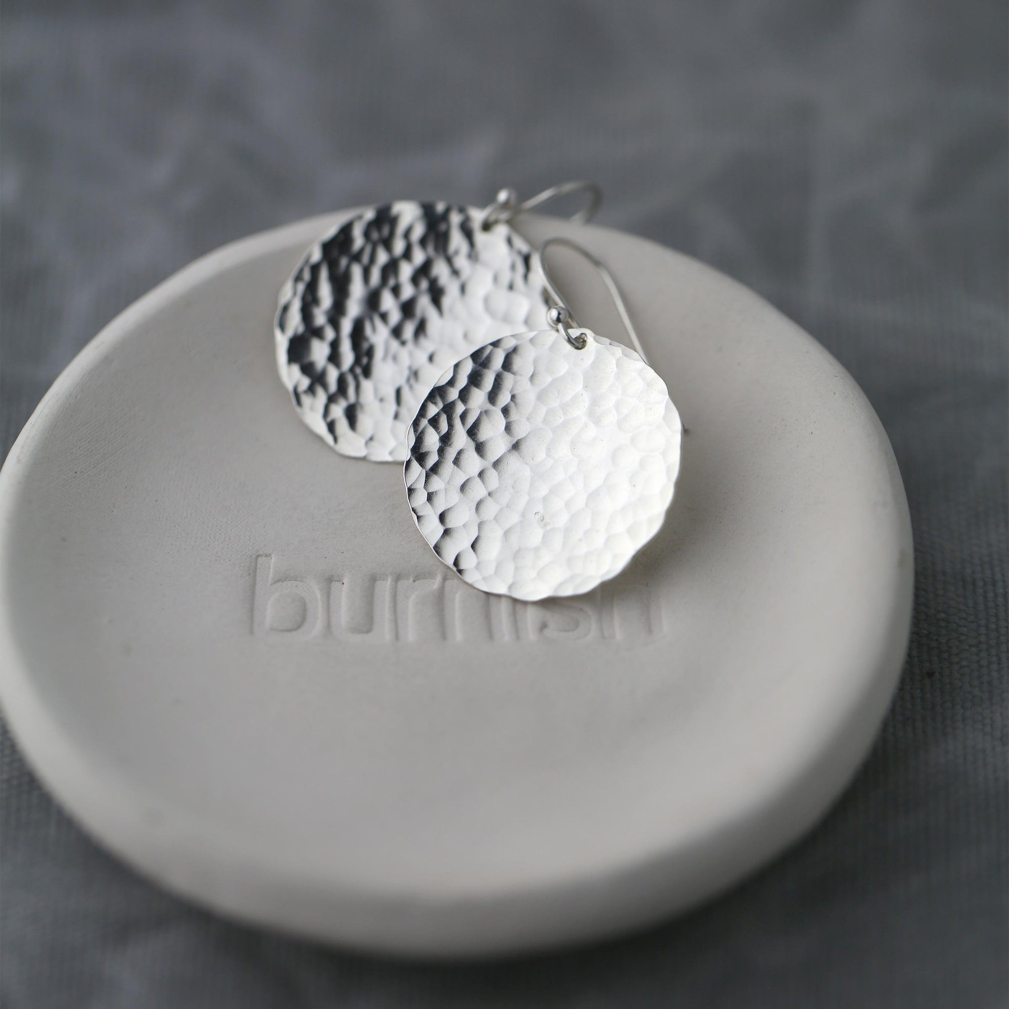 X-Large Hammered Silver Disc Earrings