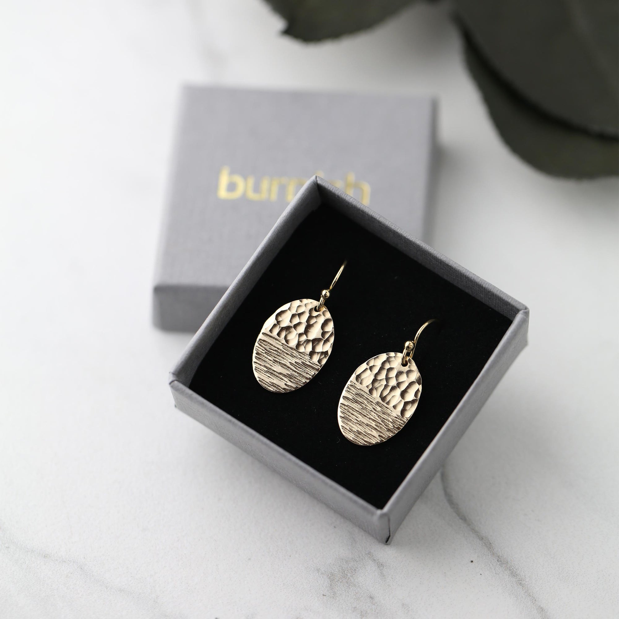 Duo Textured Gold Oval Earrings