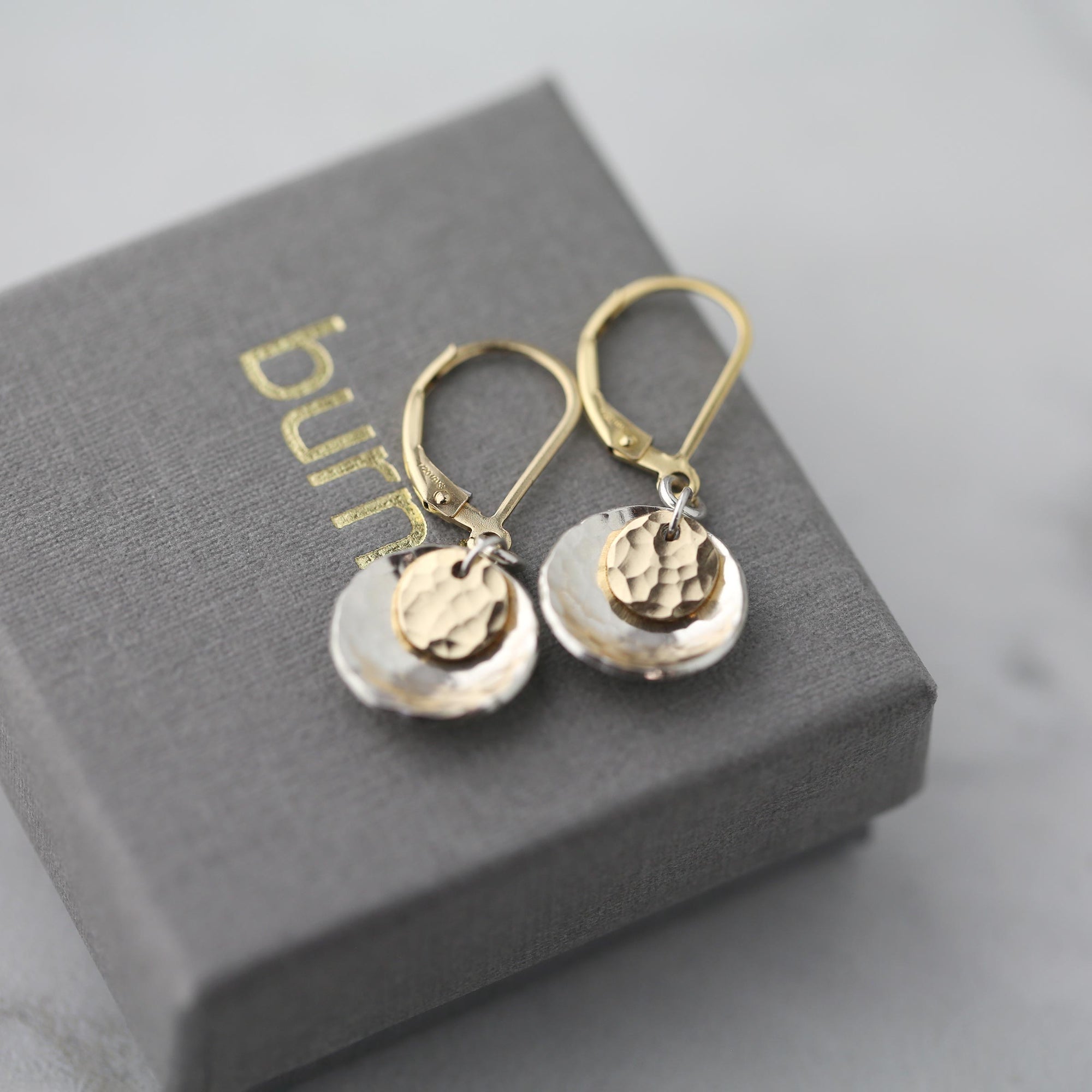 Mixed Metal Dainty Hammered Earrings