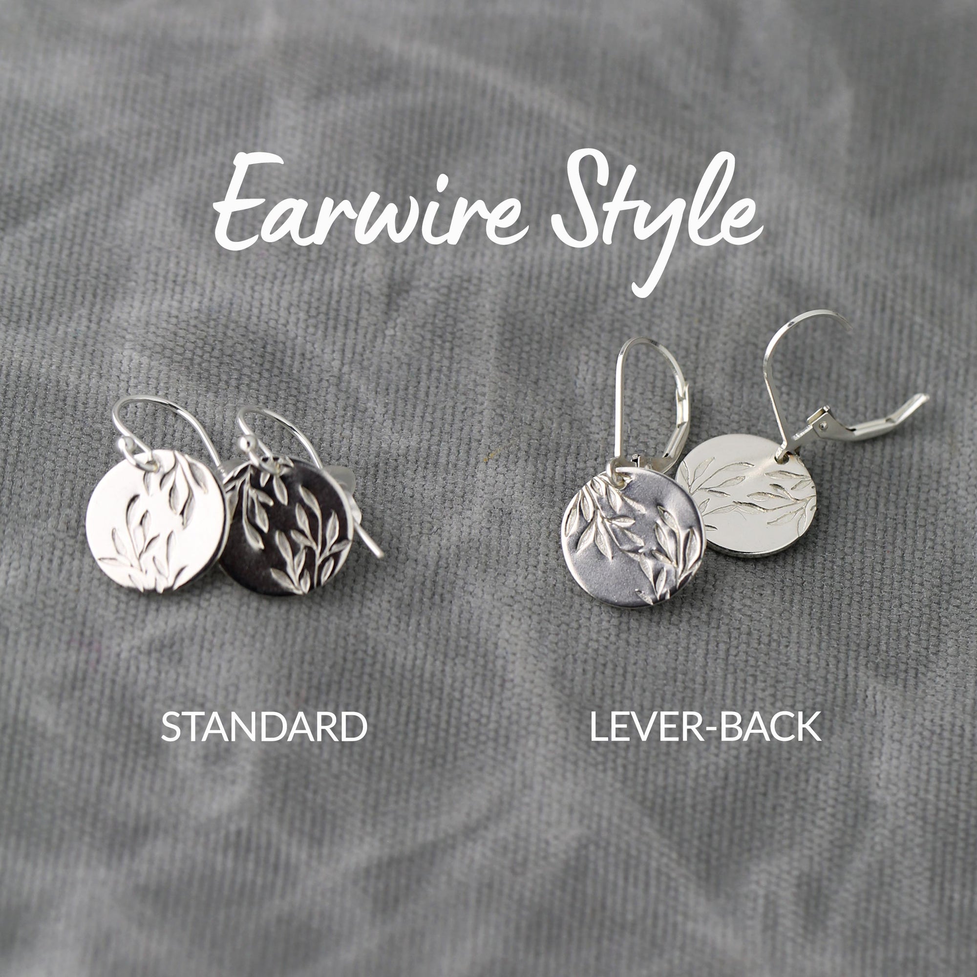 Silver Willow Leaves Medium Disc Earrings