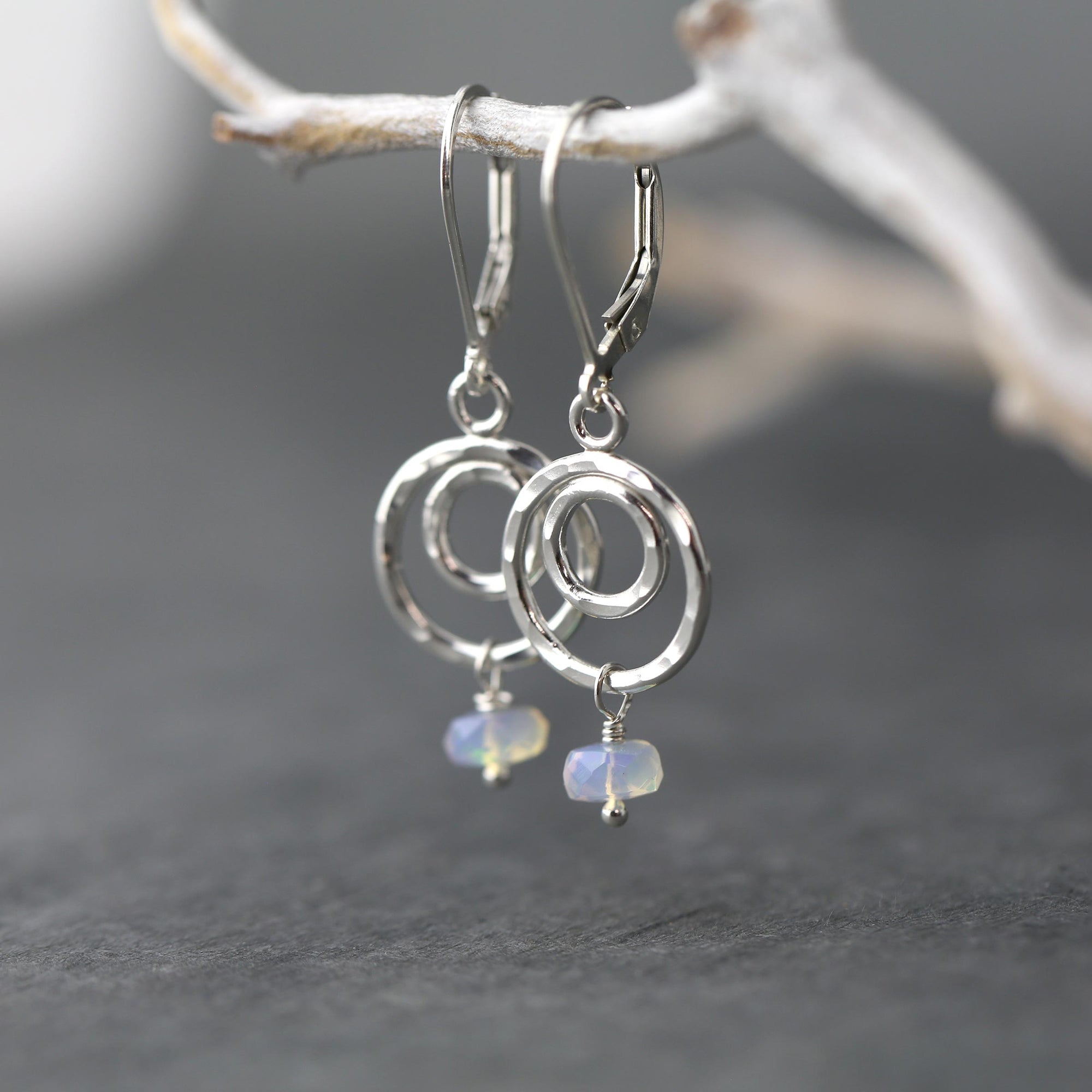 Faceted Opal Double Circle Earrings