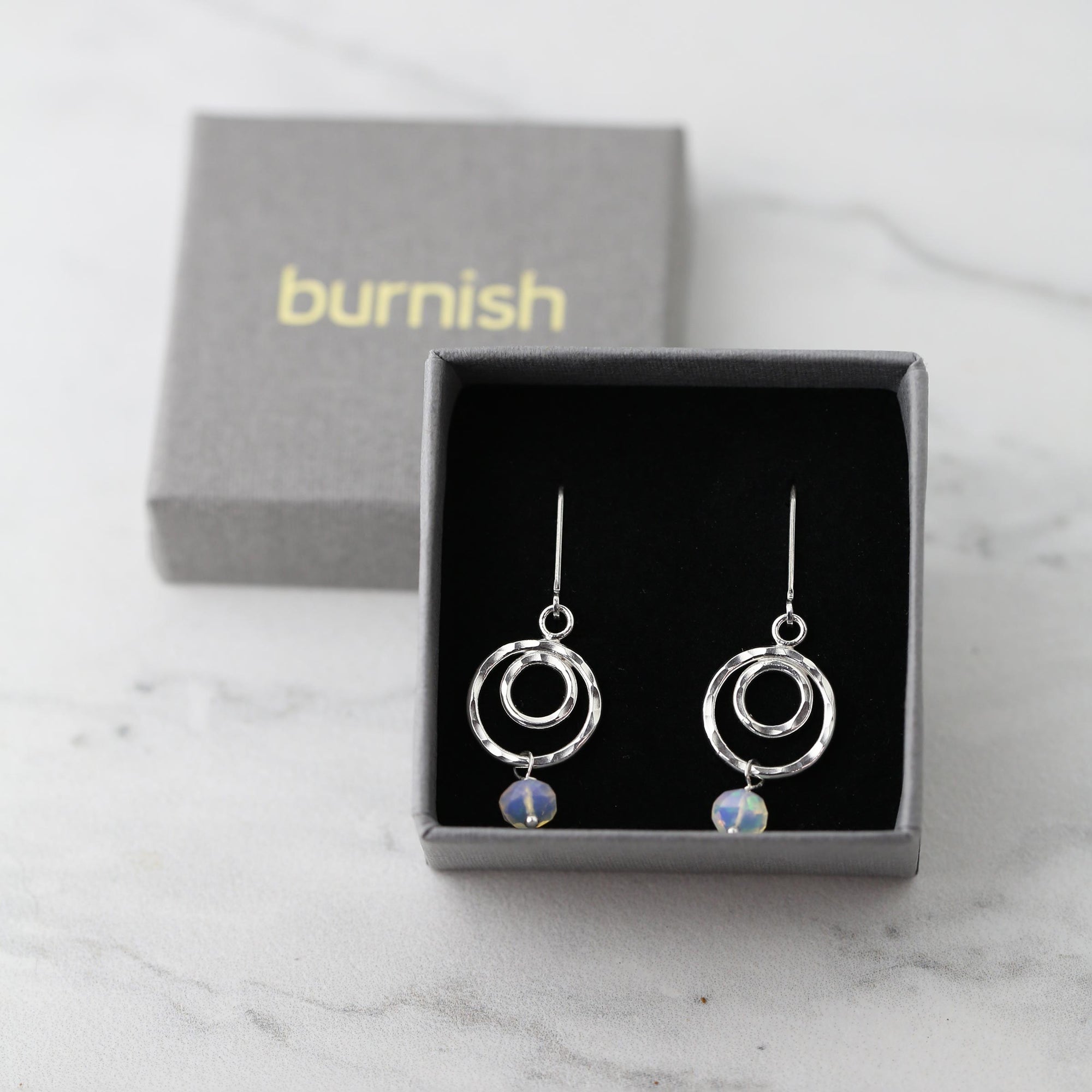 Faceted Opal Double Circle Earrings