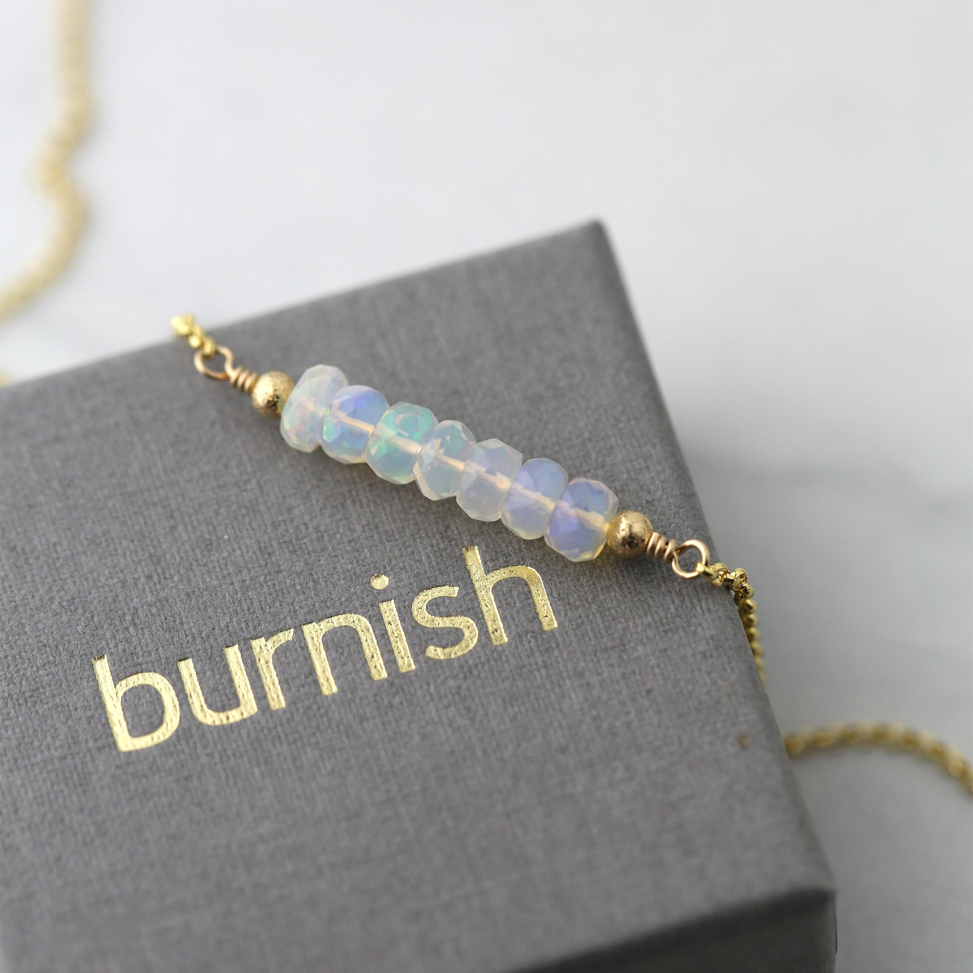 Opal Gemstone Bar Necklace
