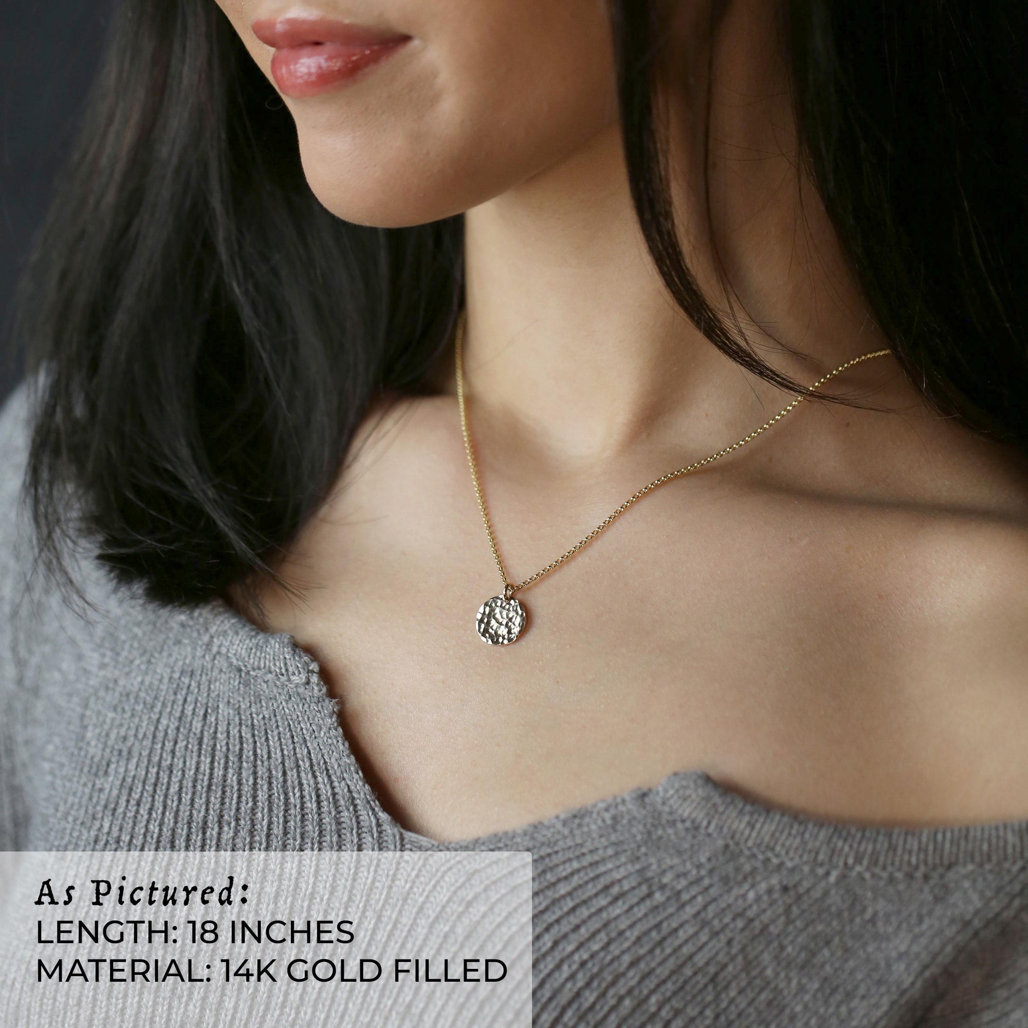 Hammered Medium Disc Necklace