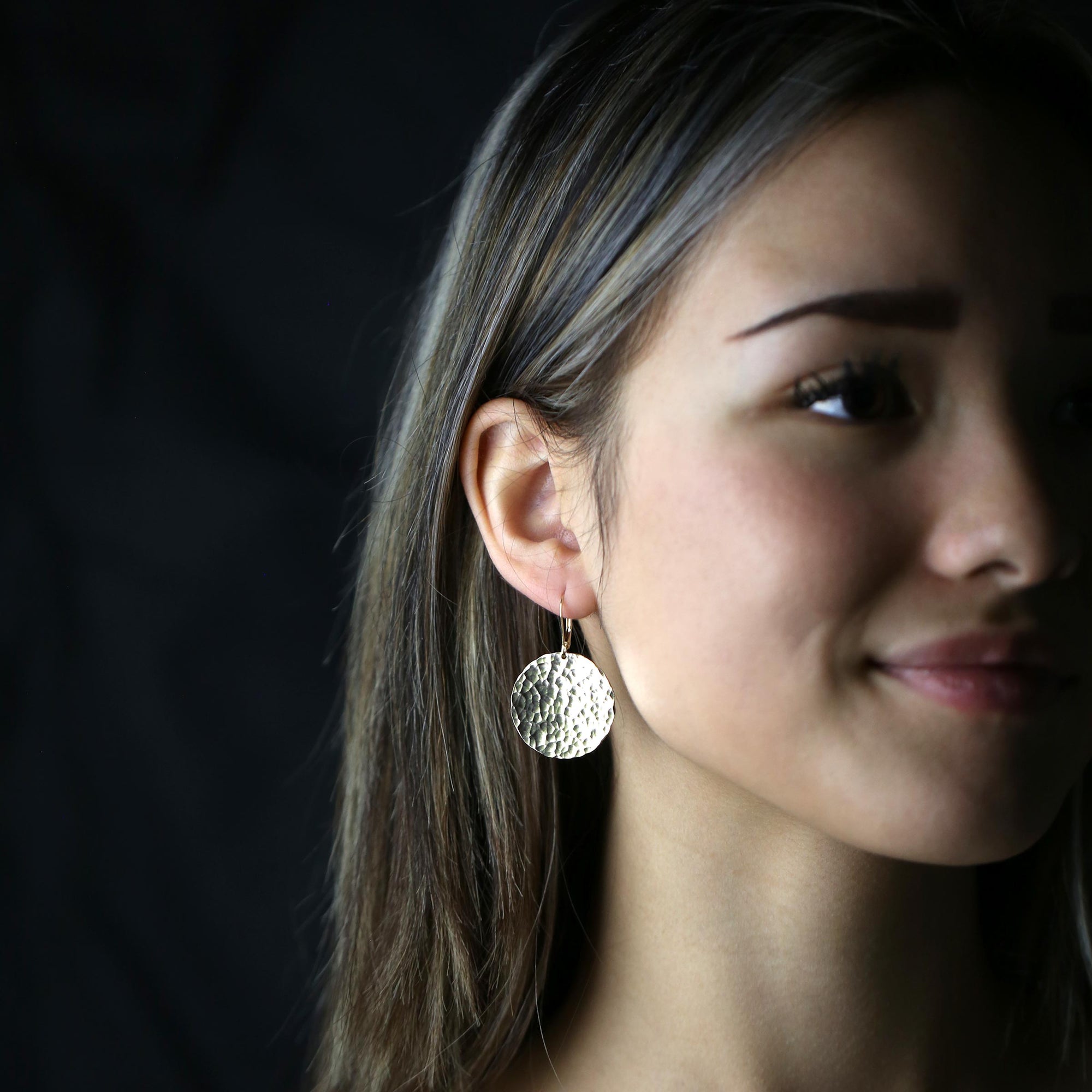X-Large Hammered Silver Disc Earrings