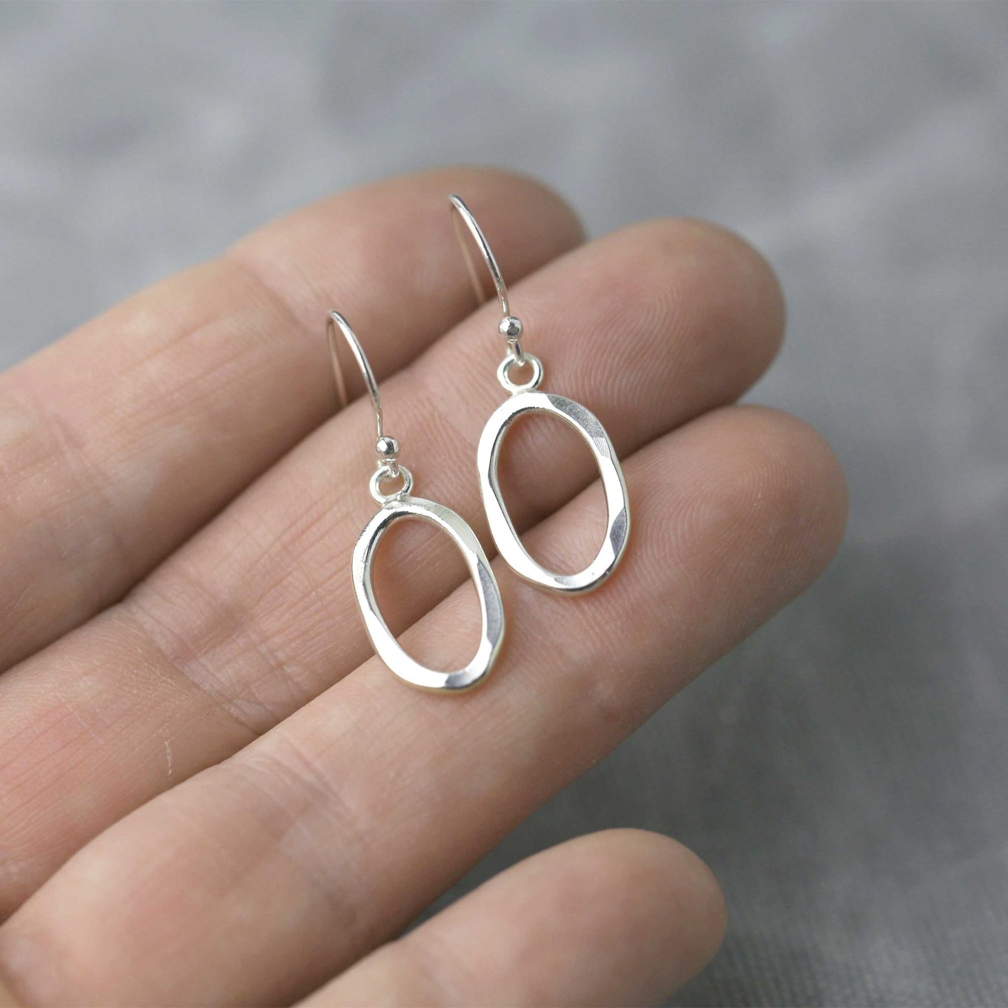 Artisan Sterling Silver Oval Earrings jewelry handmade by Burnish