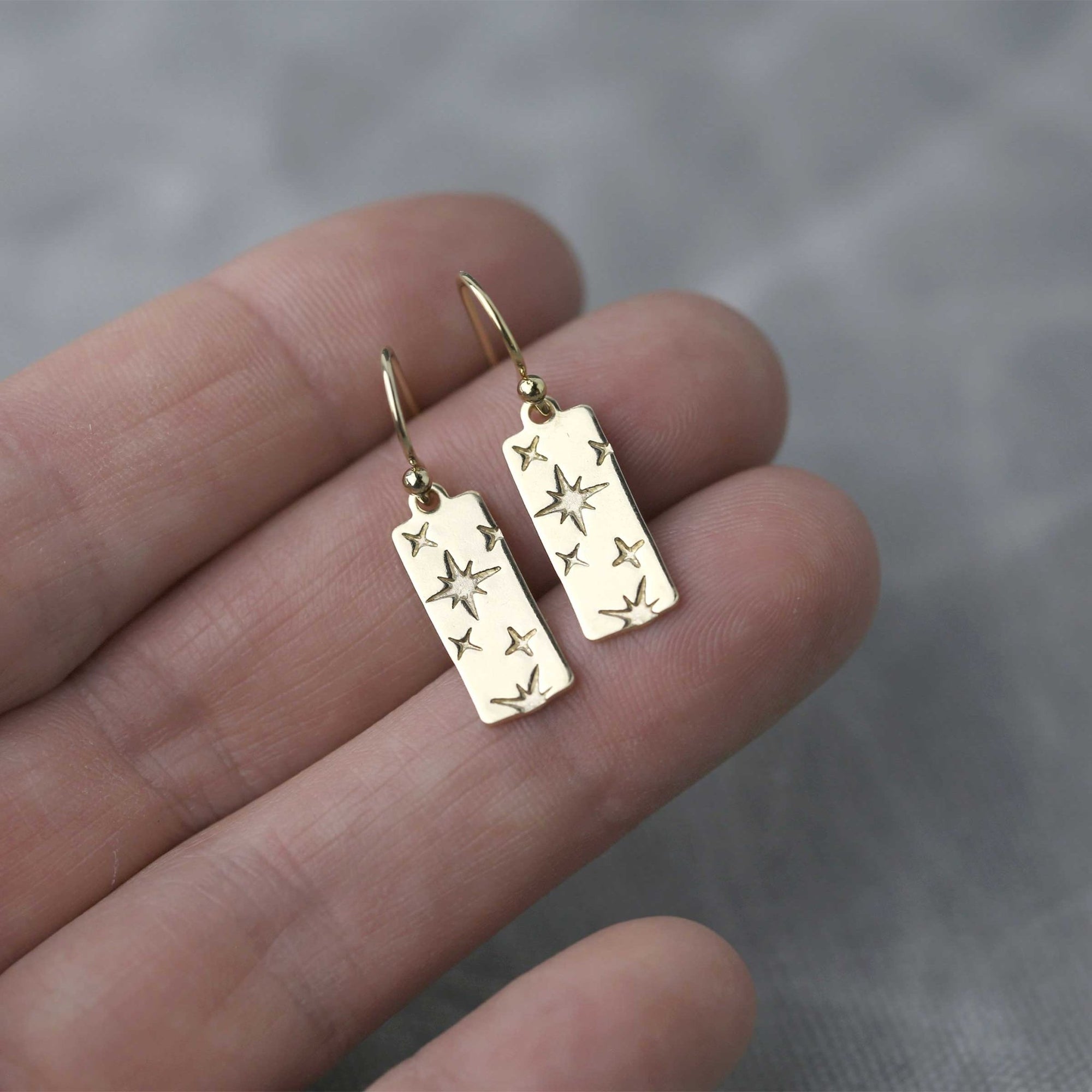 Dainty Gold Celestial Drop Earrings jewelry handmade by Burnish