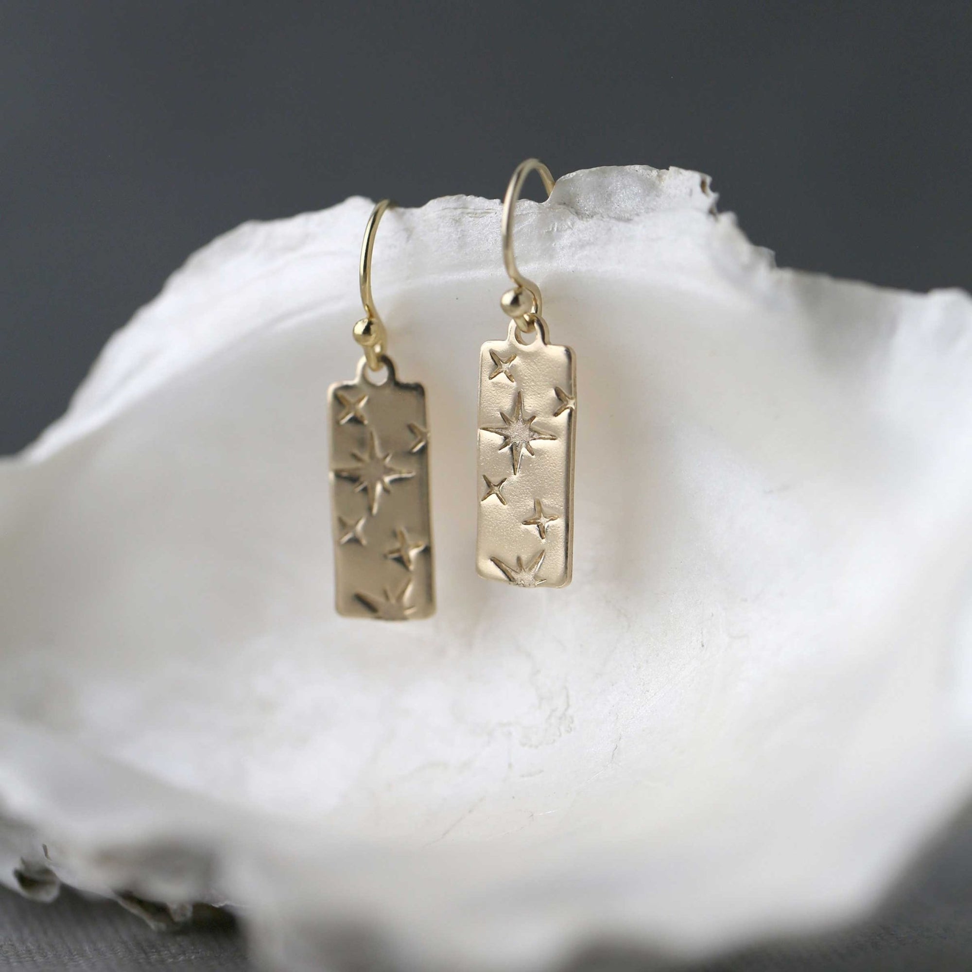 Dainty Gold Celestial Drop Earrings jewelry handmade by Burnish