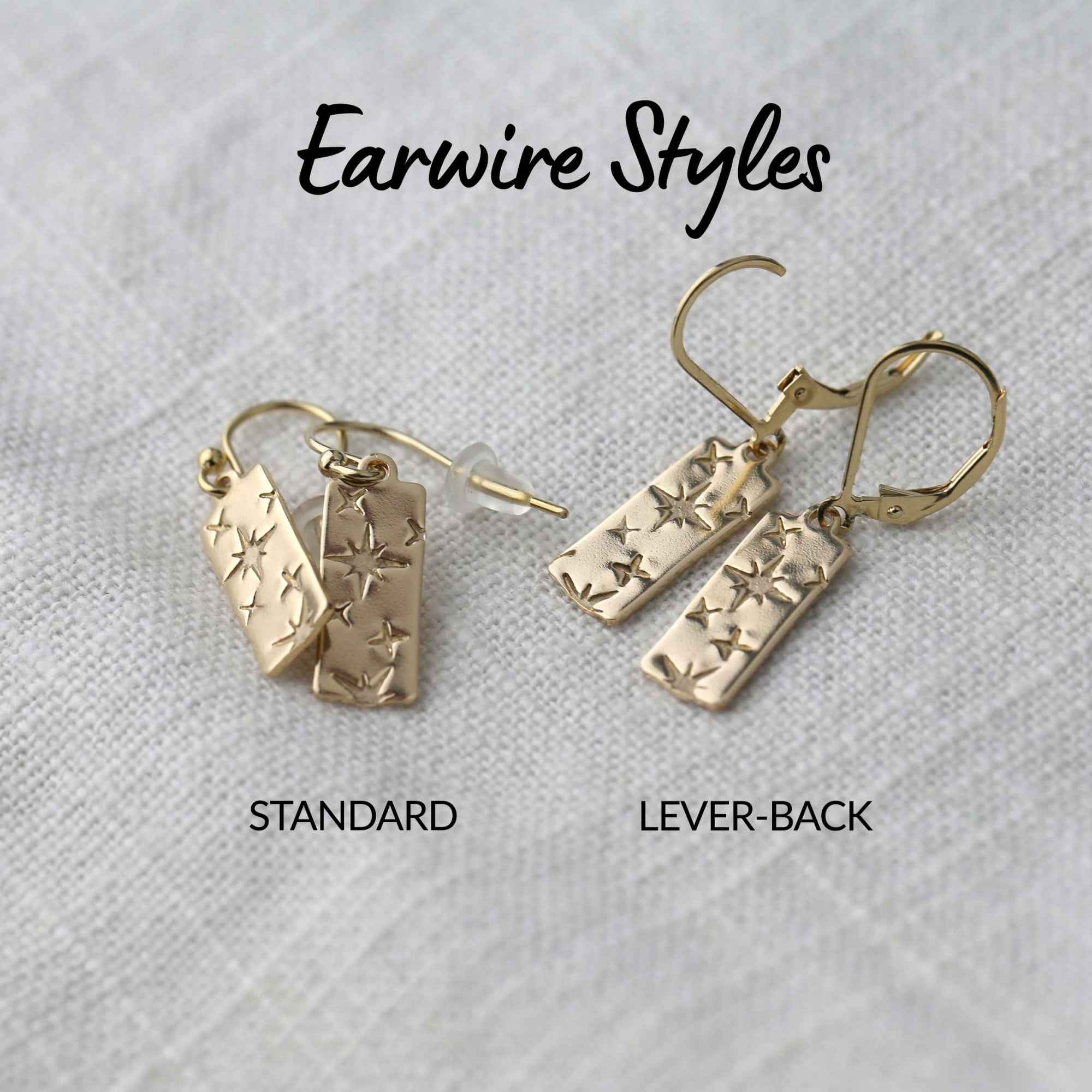 Dainty Gold Celestial Drop Earrings jewelry handmade by Burnish