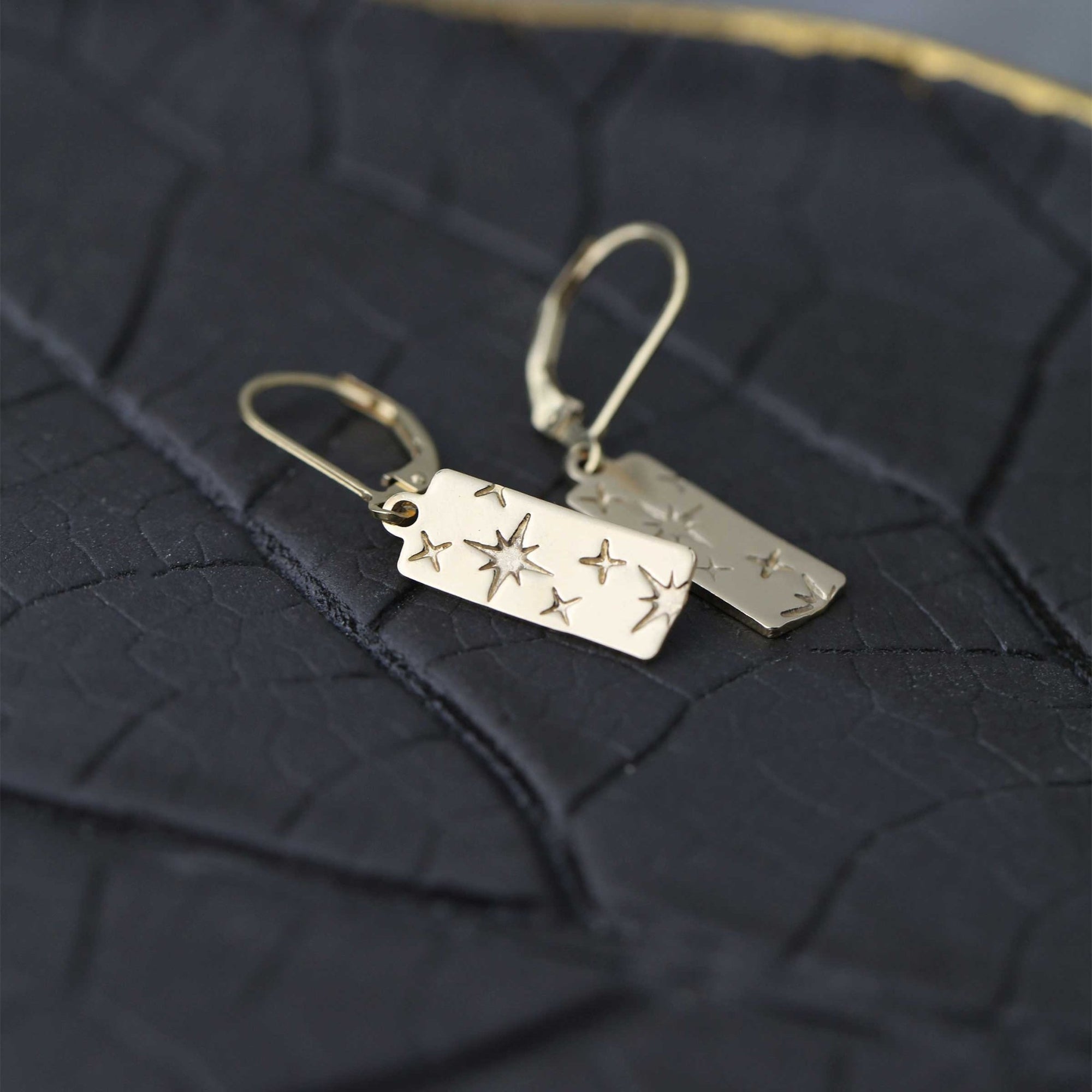 Dainty Gold Celestial Drop Earrings jewelry handmade by Burnish