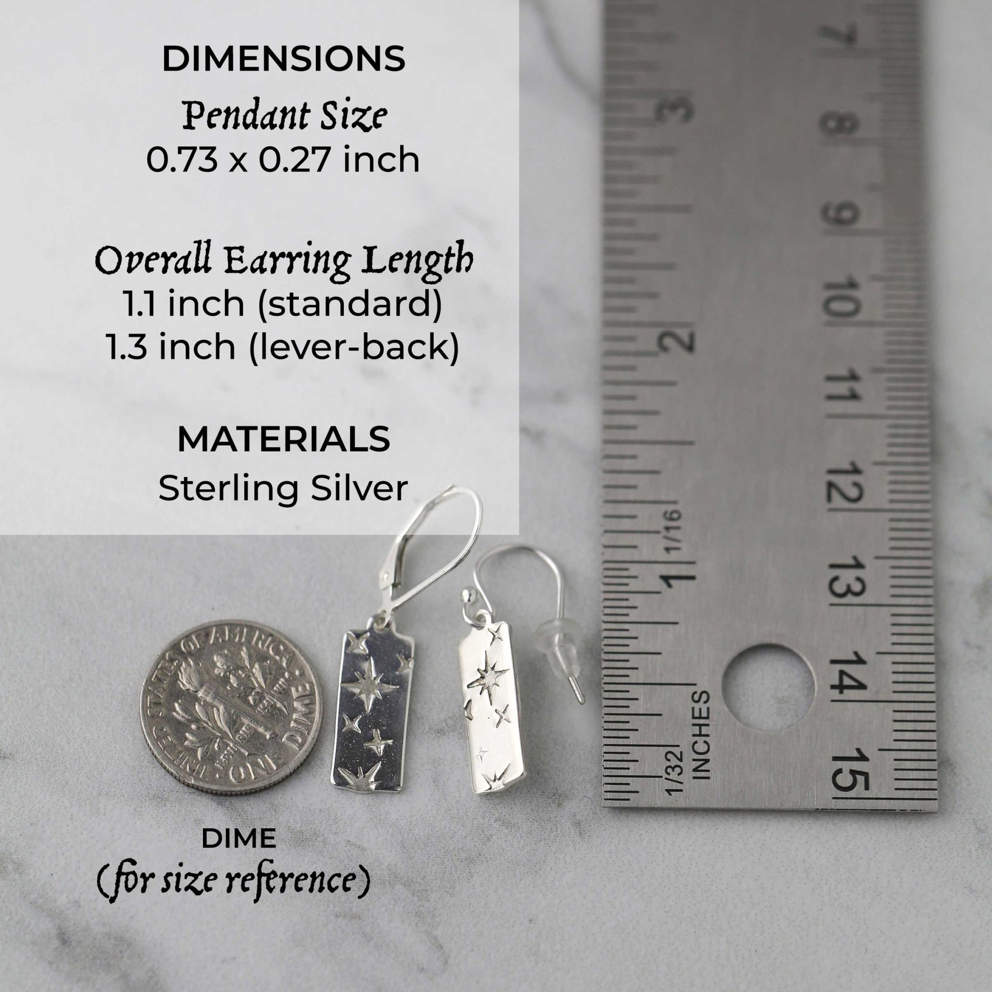 Dainty Silver Celestial Drop Earrings jewelry handmade by Burnish