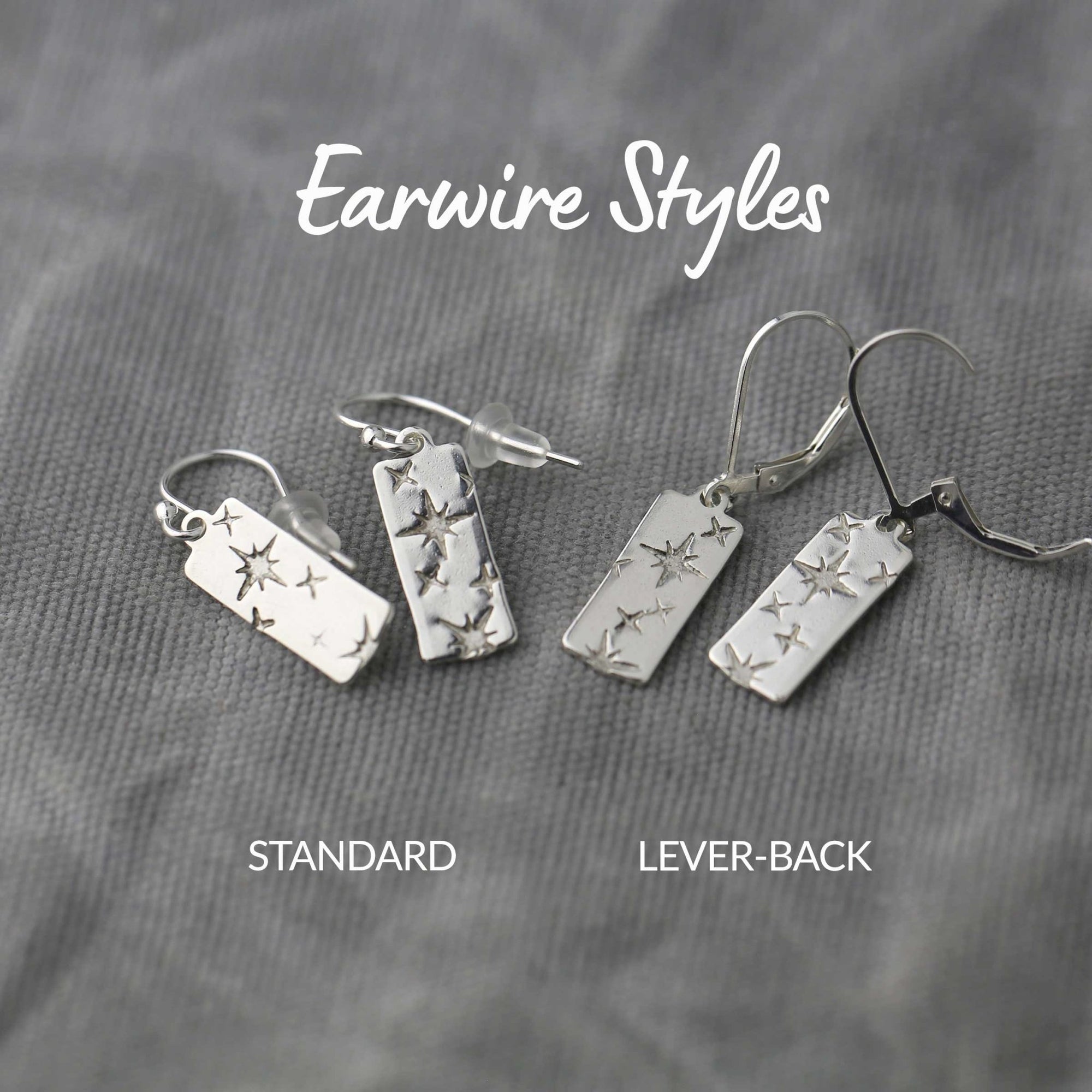 Dainty Silver Celestial Drop Earrings jewelry handmade by Burnish