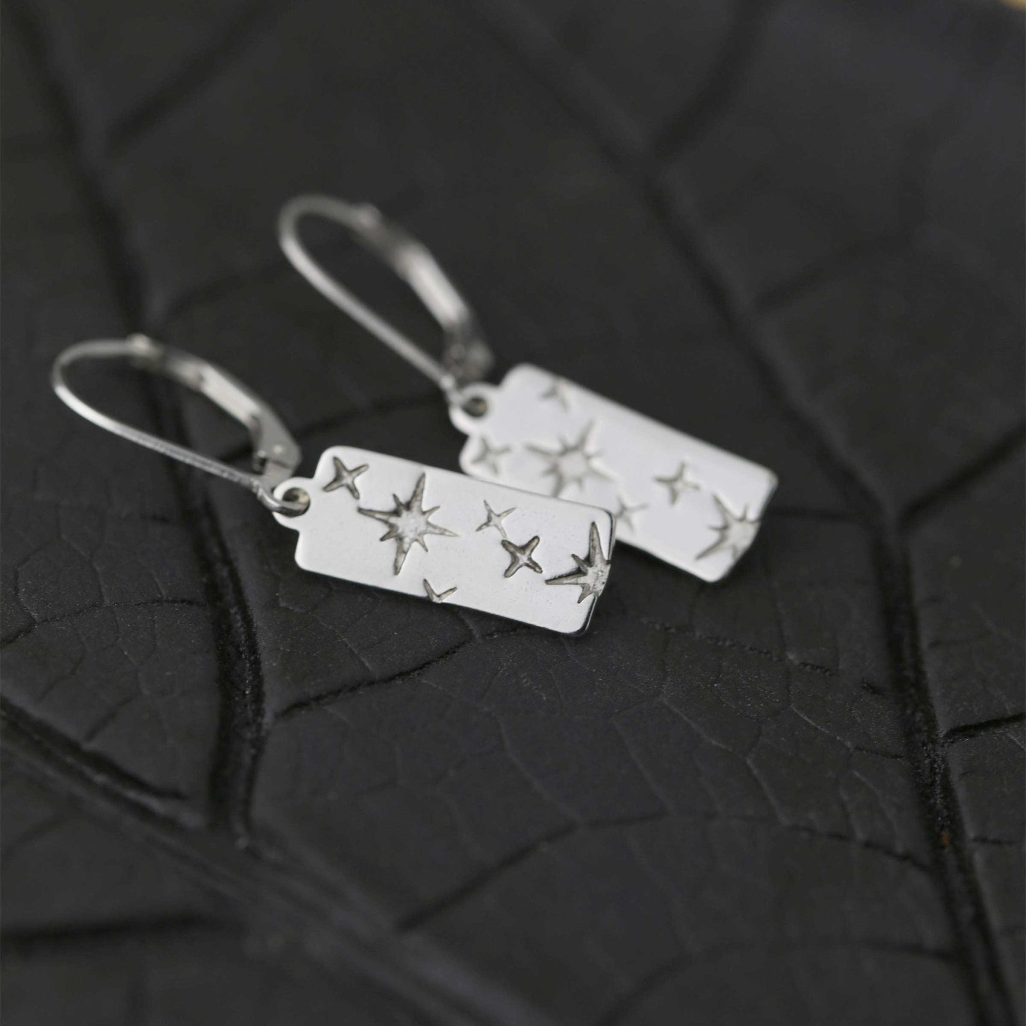 Dainty Silver Celestial Drop Earrings jewelry handmade by Burnish
