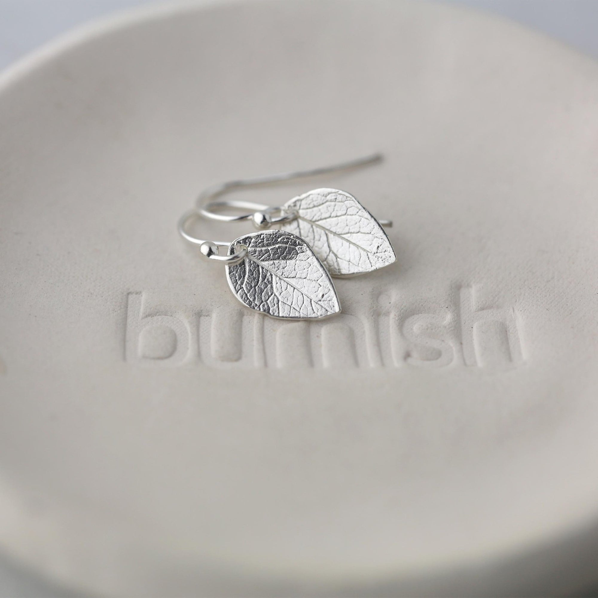Delicate Silver Leaf Earrings jewelry handmade by Burnish