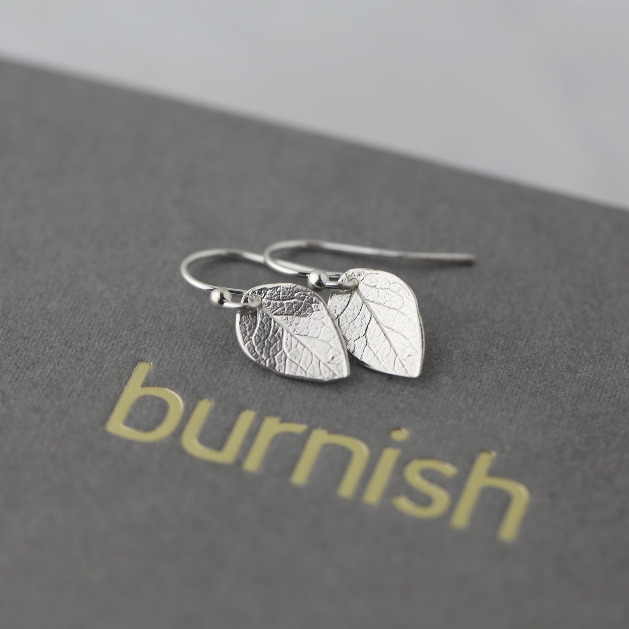 Delicate Silver Leaf Earrings jewelry handmade by Burnish