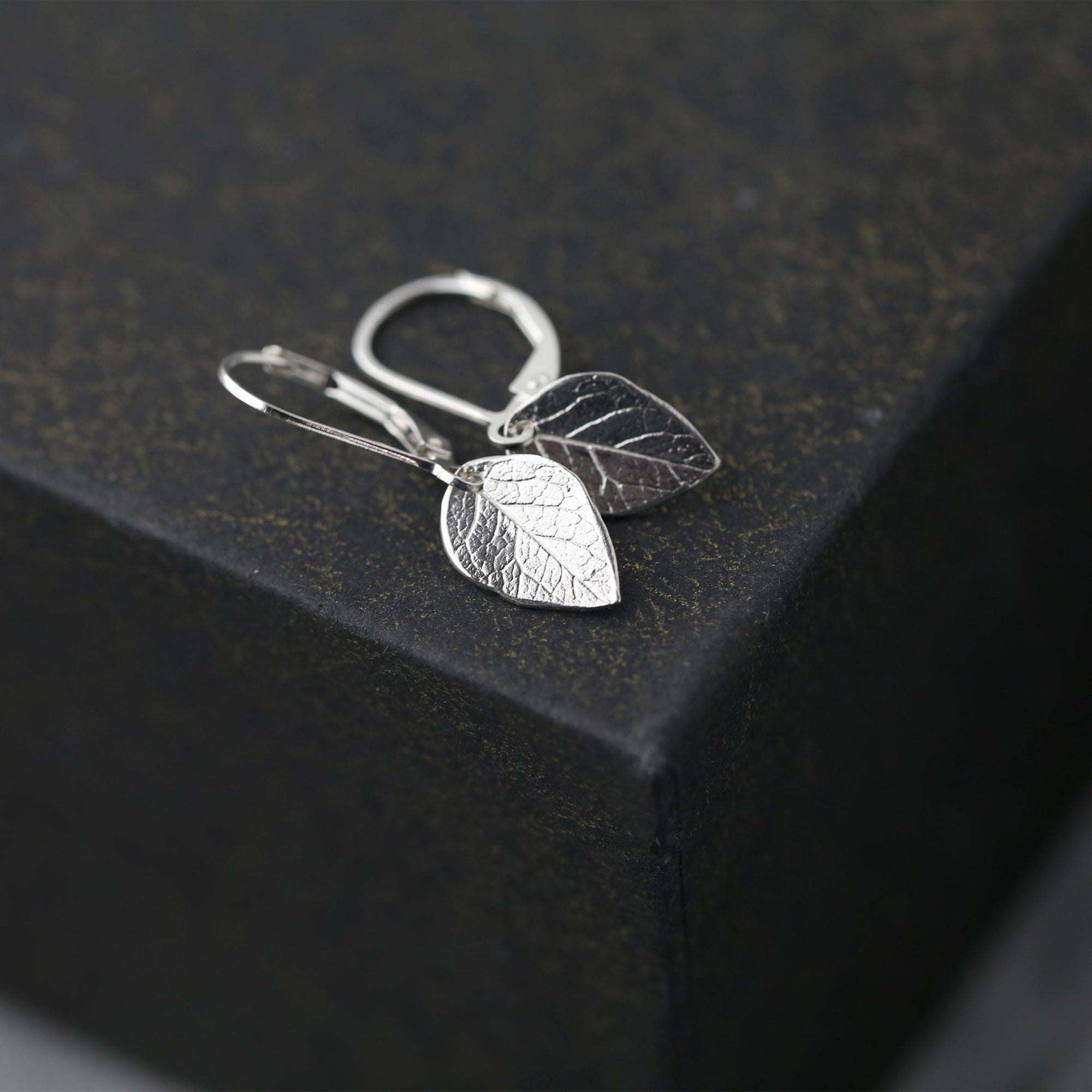 Delicate Silver Leaf Earrings jewelry handmade by Burnish