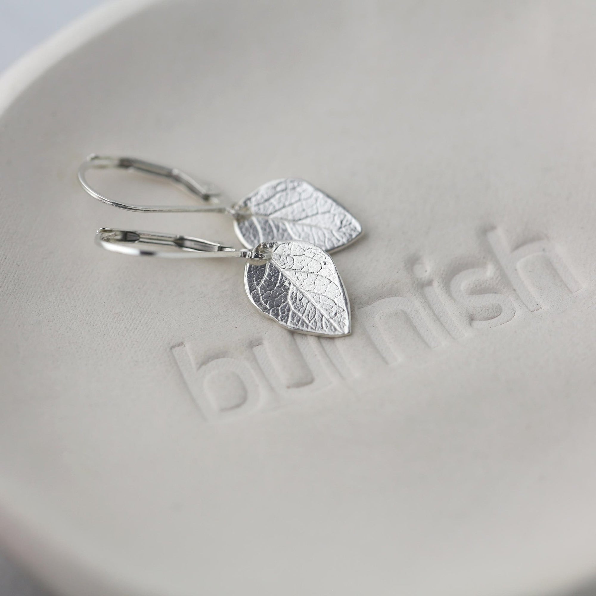 Delicate Silver Leaf Earrings jewelry handmade by Burnish