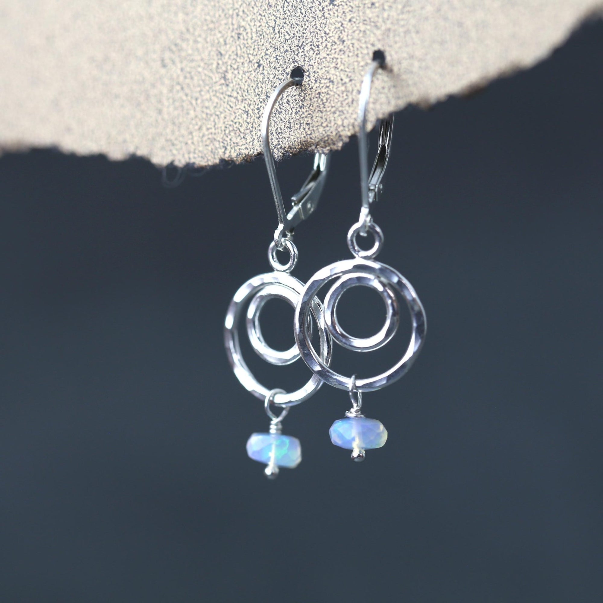 Faceted Opal Double Circle Earrings jewelry handmade by Burnish