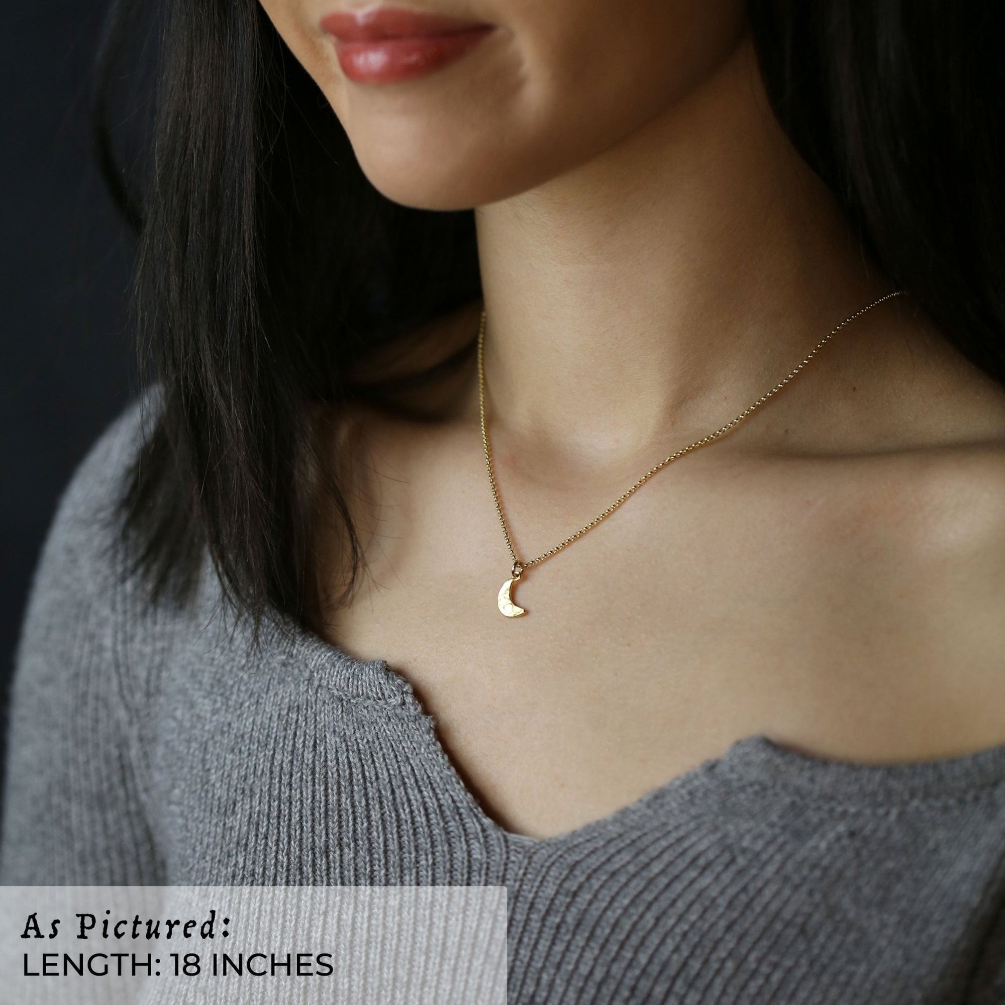 Gold Crescent Moon Necklace jewelry handmade by Burnish