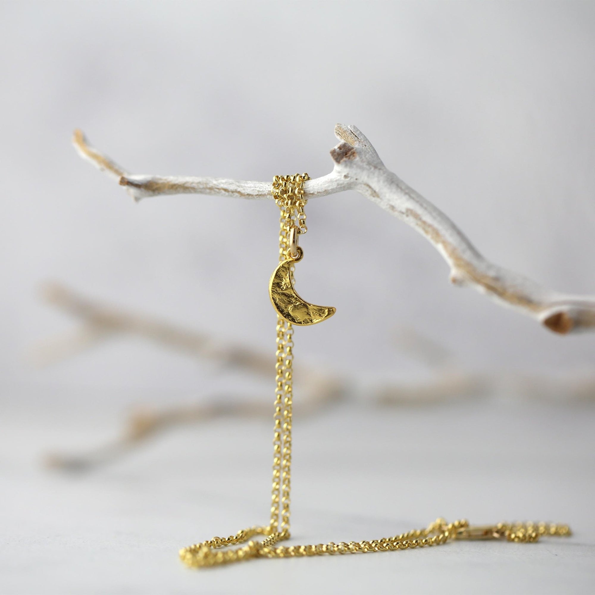 Gold Crescent Moon Necklace jewelry handmade by Burnish