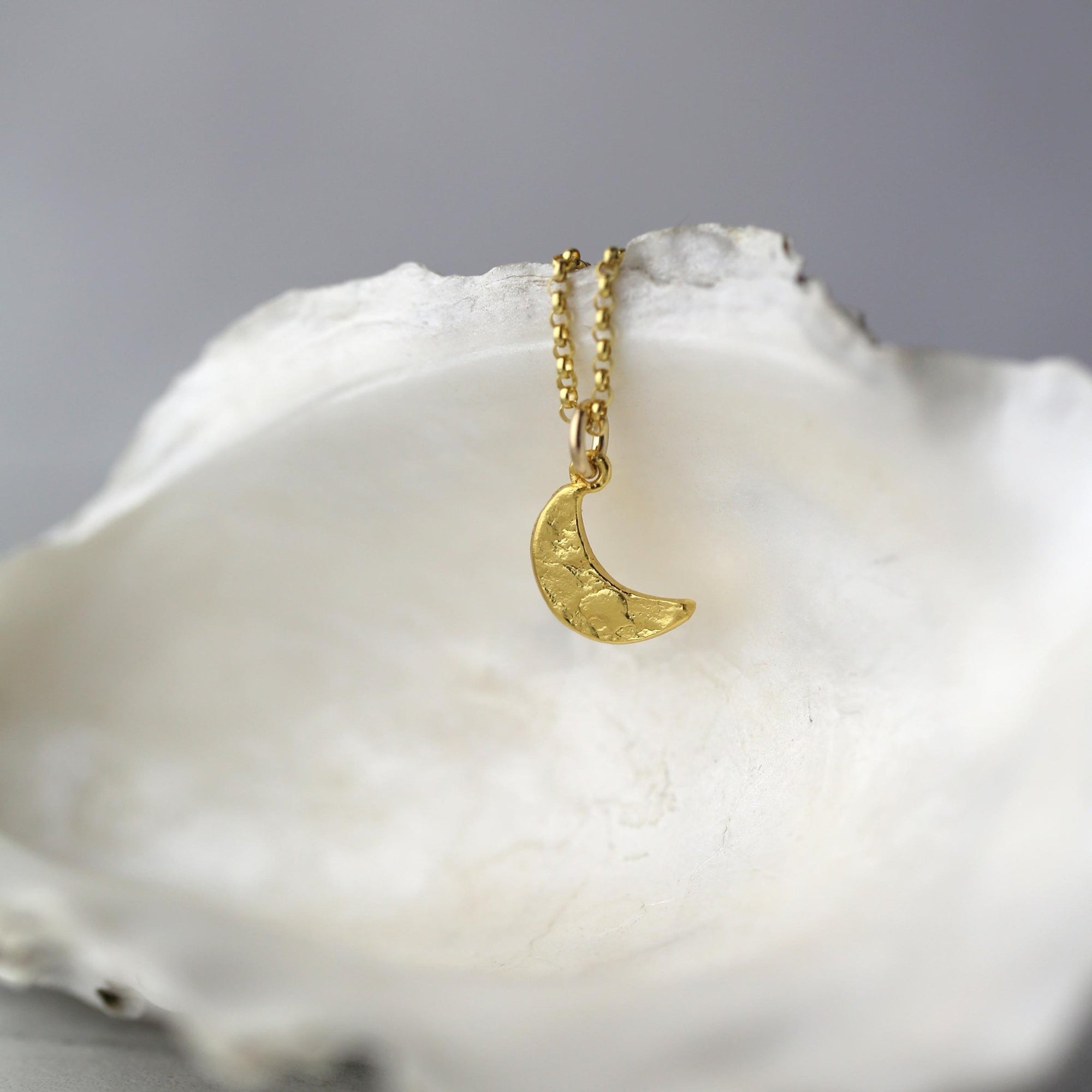 Gold Crescent Moon Necklace jewelry handmade by Burnish