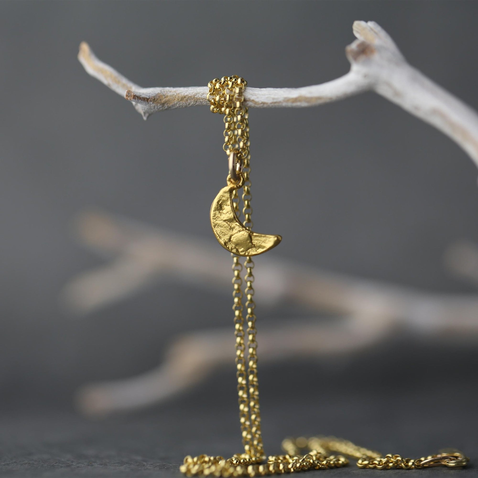Gold Crescent Moon Necklace jewelry handmade by Burnish