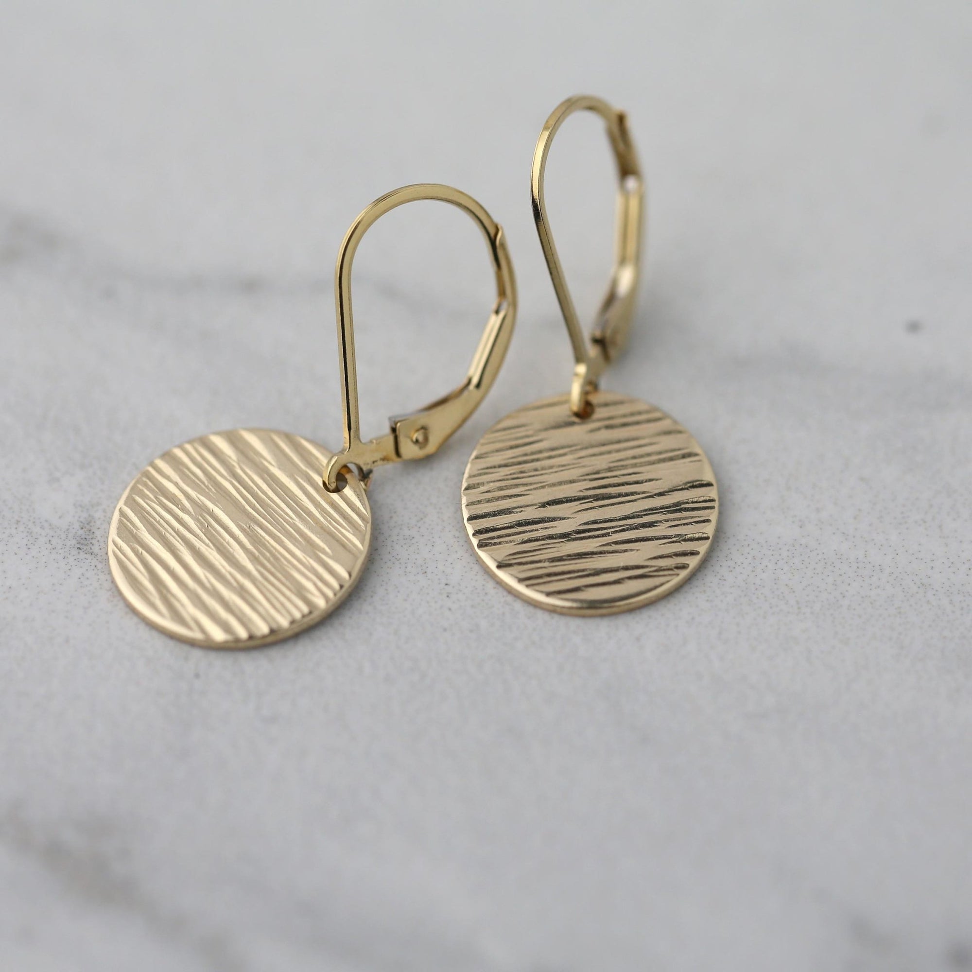 Gold Hammered Bark Medium Disc Earrings jewelry handmade by Burnish