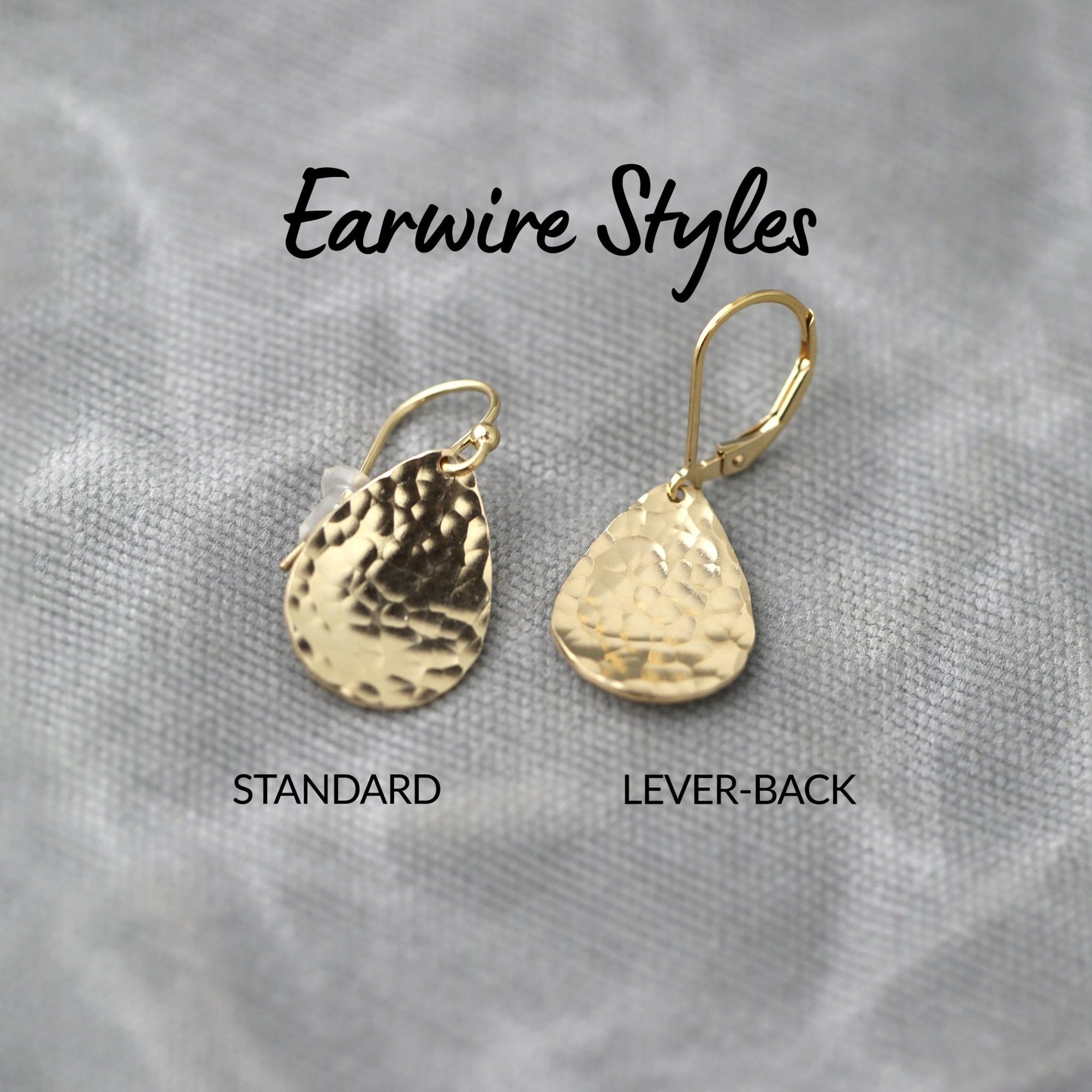 Gold Hammered Teardrop Earrings jewelry handmade by Burnish