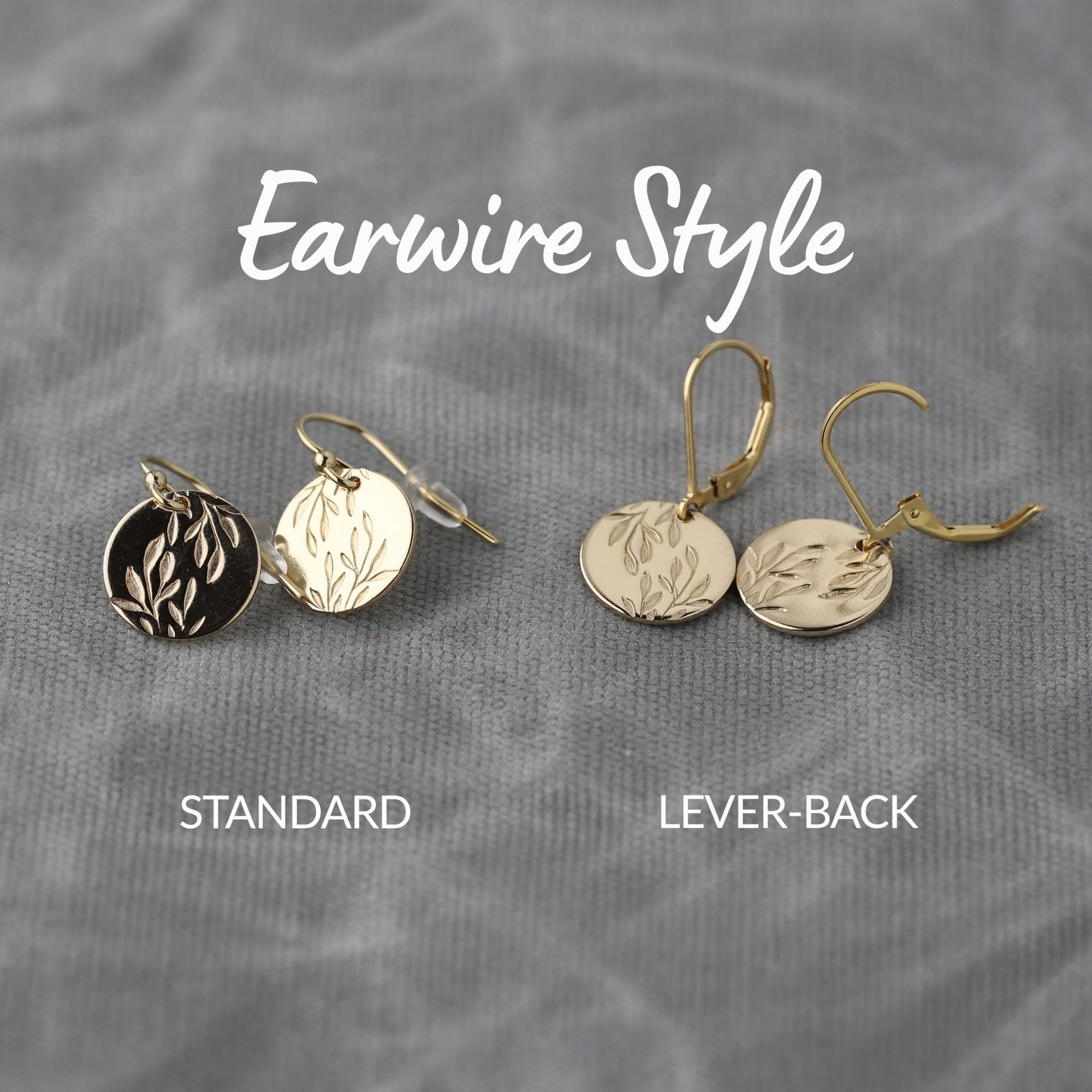 Gold Willow Leaves Medium Disc Earrings jewelry handmade by Burnish