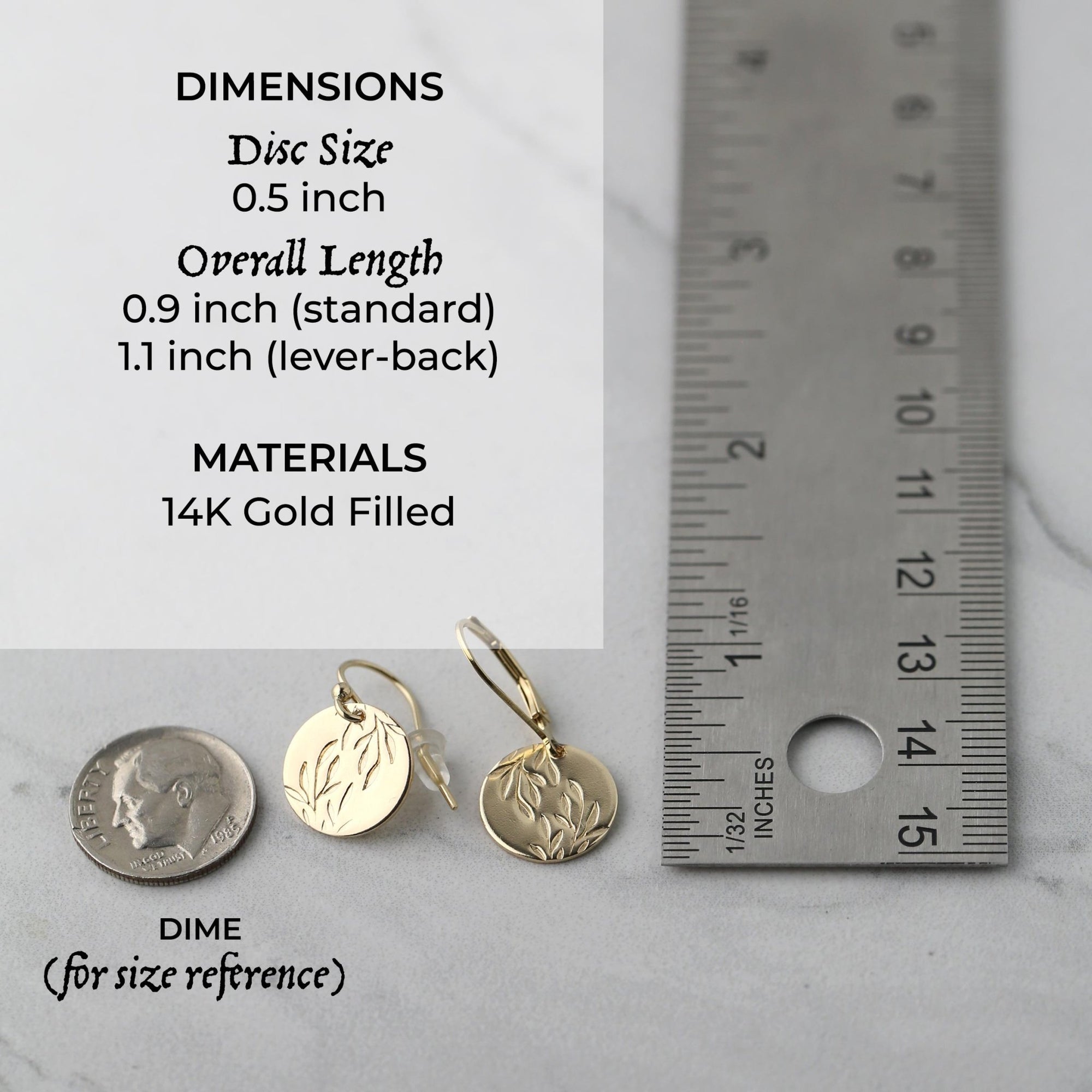 Gold Willow Leaves Medium Disc Earrings jewelry handmade by Burnish
