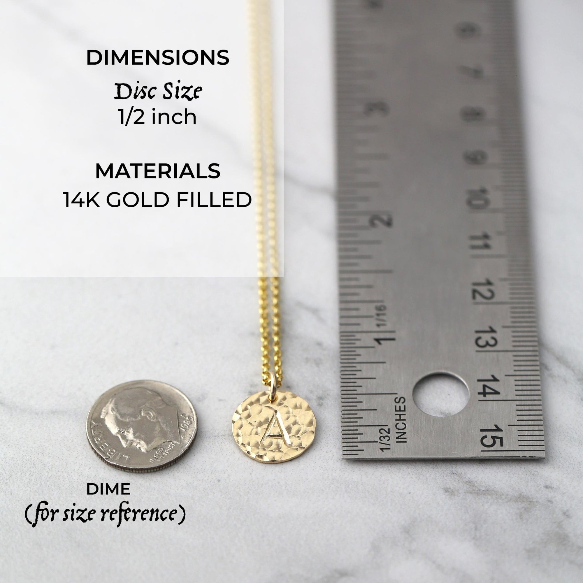 Hammered Gold Initial Disc Necklace jewelry handmade by Burnish