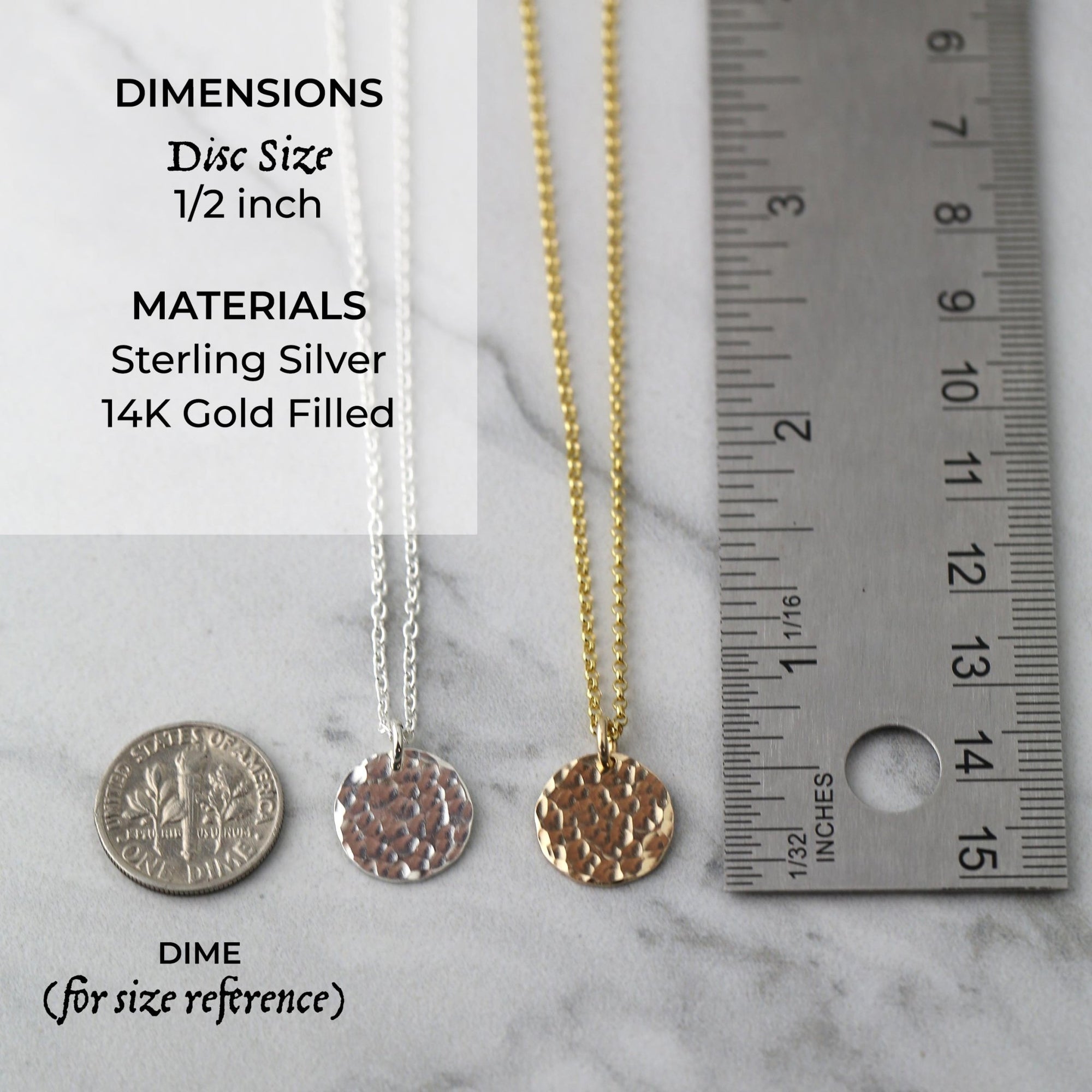 Hammered Medium Disc Necklace jewelry handmade by Burnish