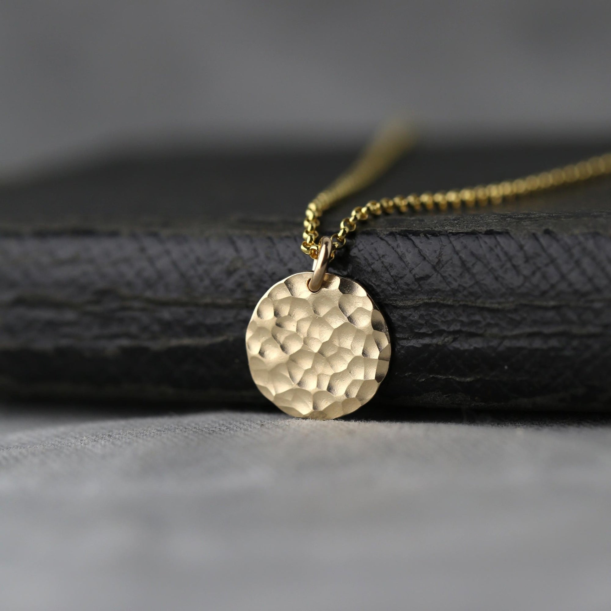 Hammered Medium Disc Necklace jewelry handmade by Burnish
