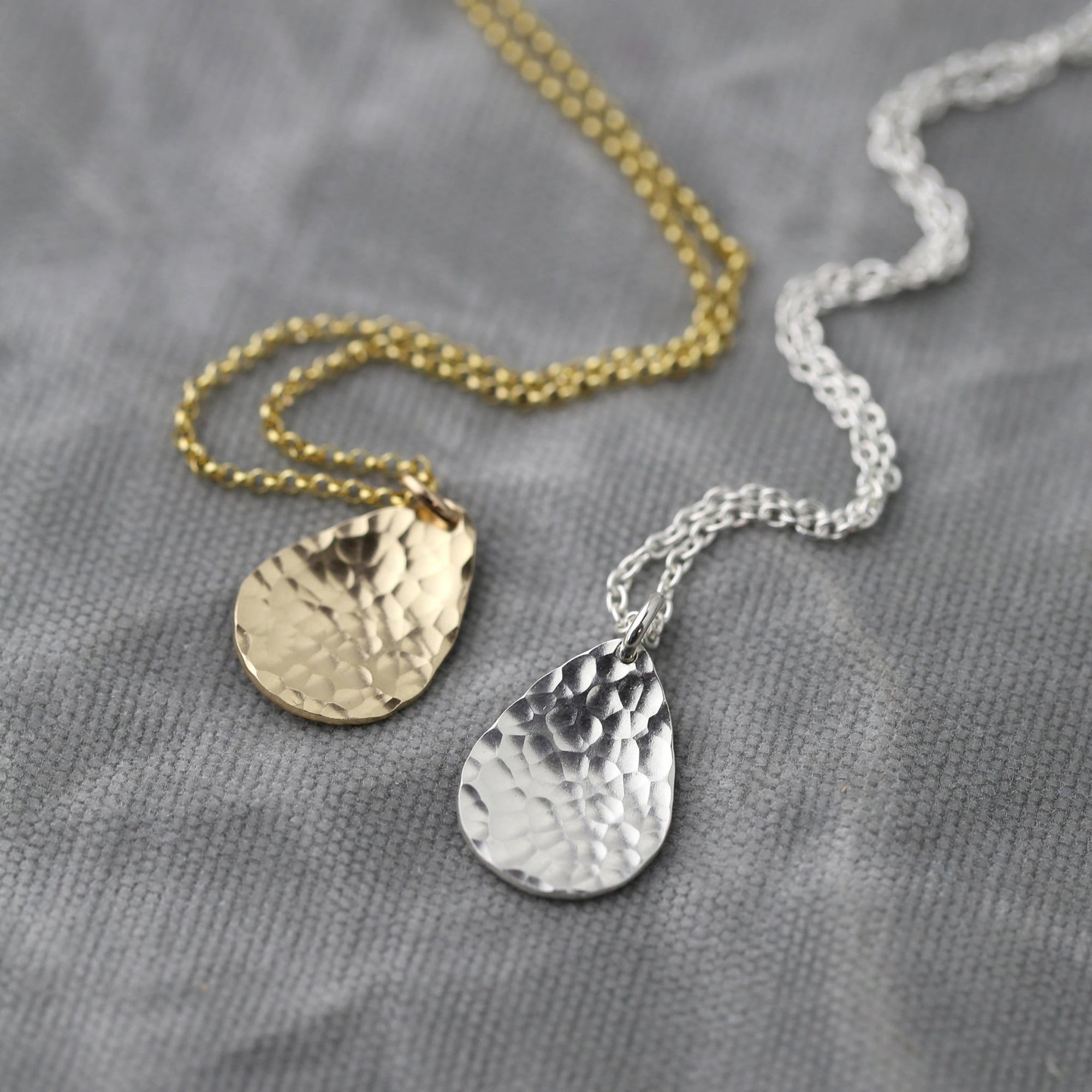 Hammered Teardrop Necklace jewelry handmade by Burnish