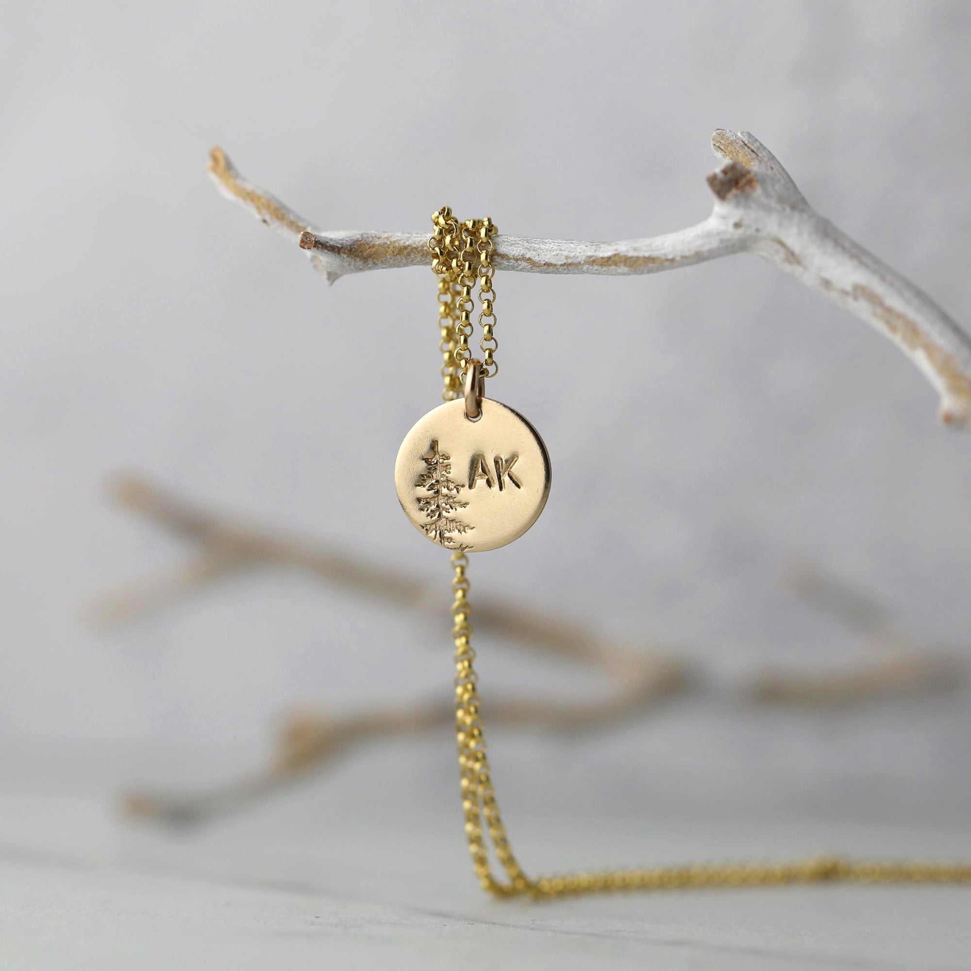 Hand Stamped Alaska Disc Necklace jewelry handmade by Burnish