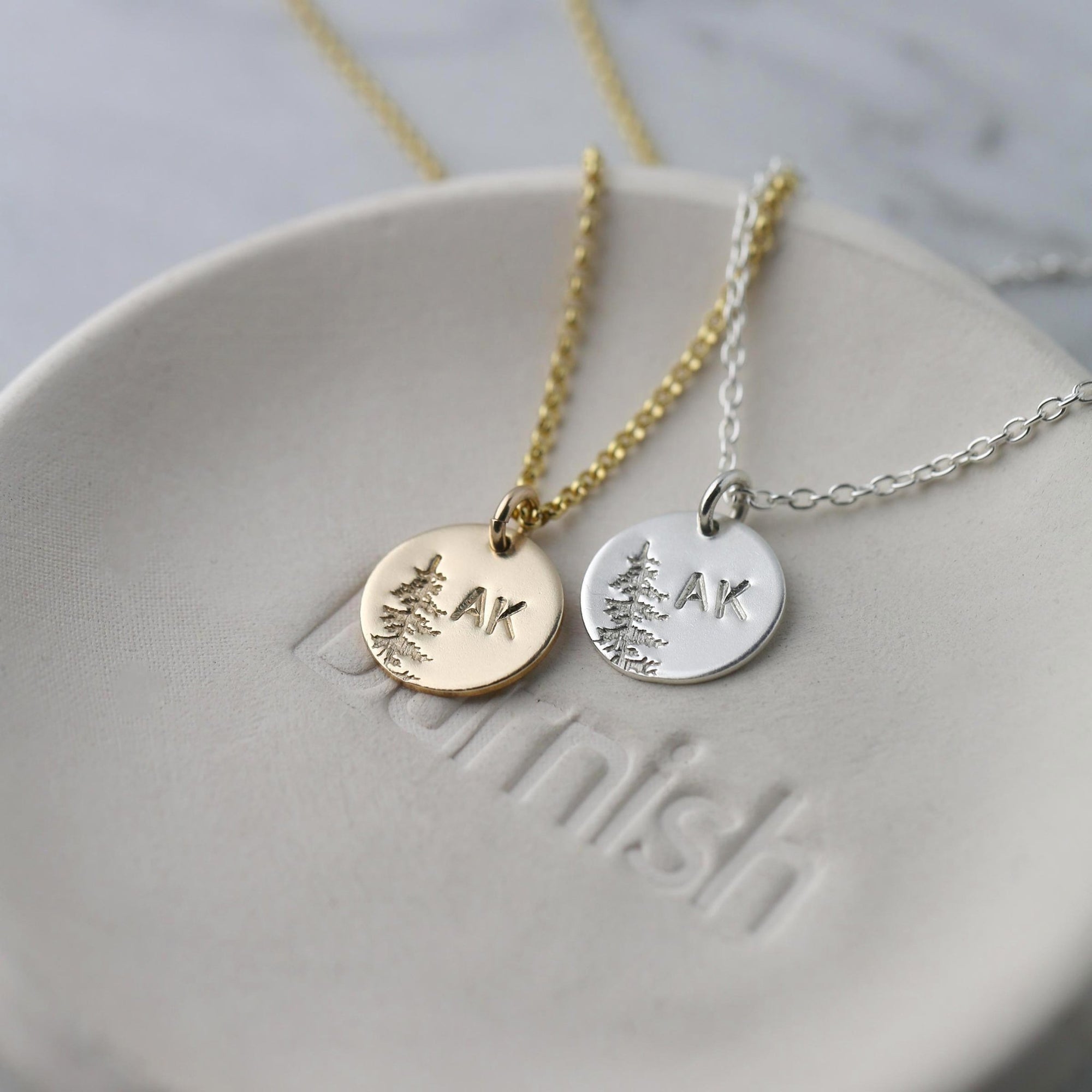 Hand Stamped Alaska Disc Necklace jewelry handmade by Burnish