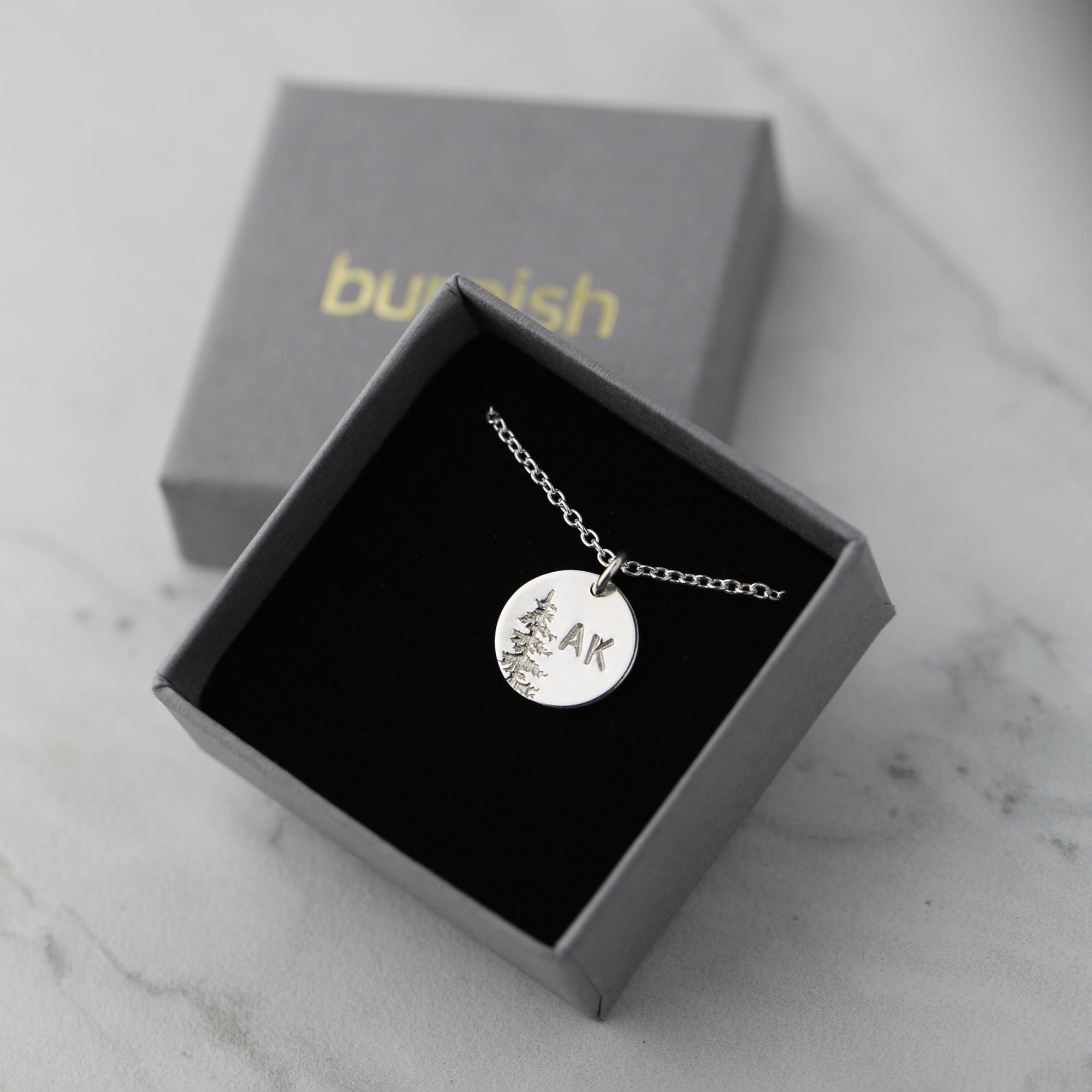 Hand Stamped Alaska Disc Necklace jewelry handmade by Burnish