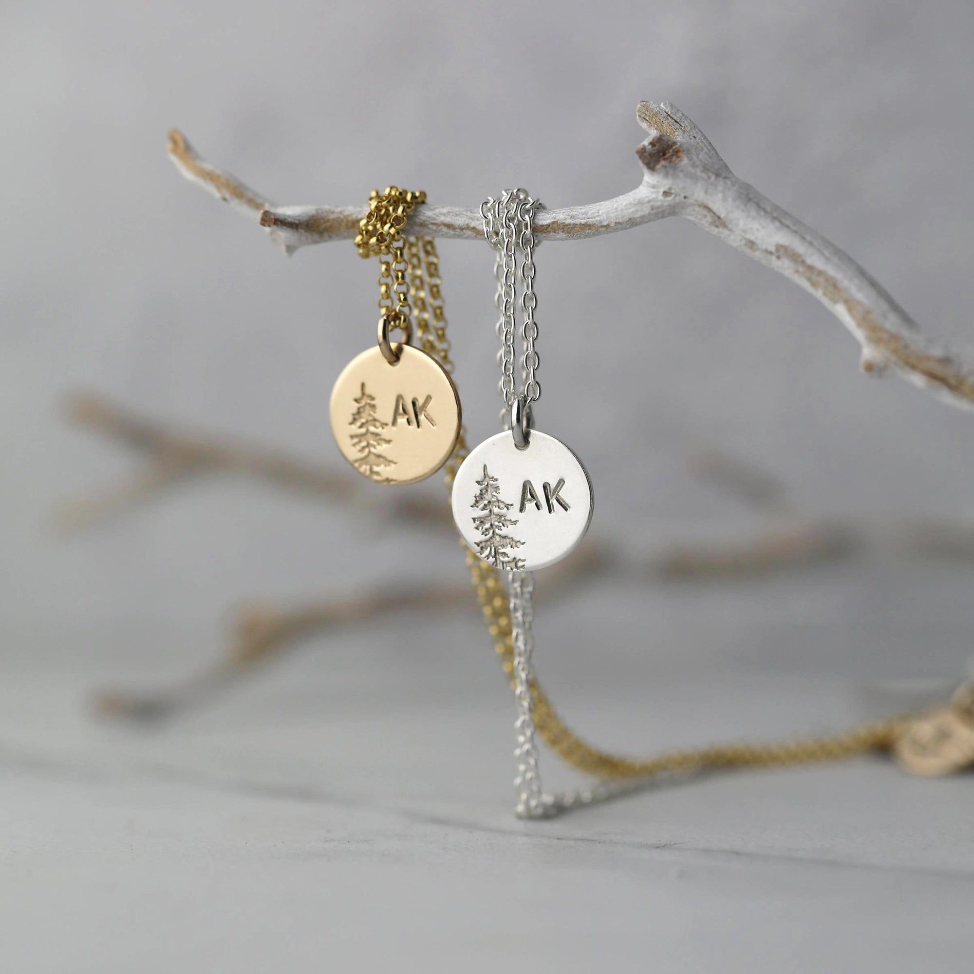 Hand Stamped Alaska Disc Necklace jewelry handmade by Burnish