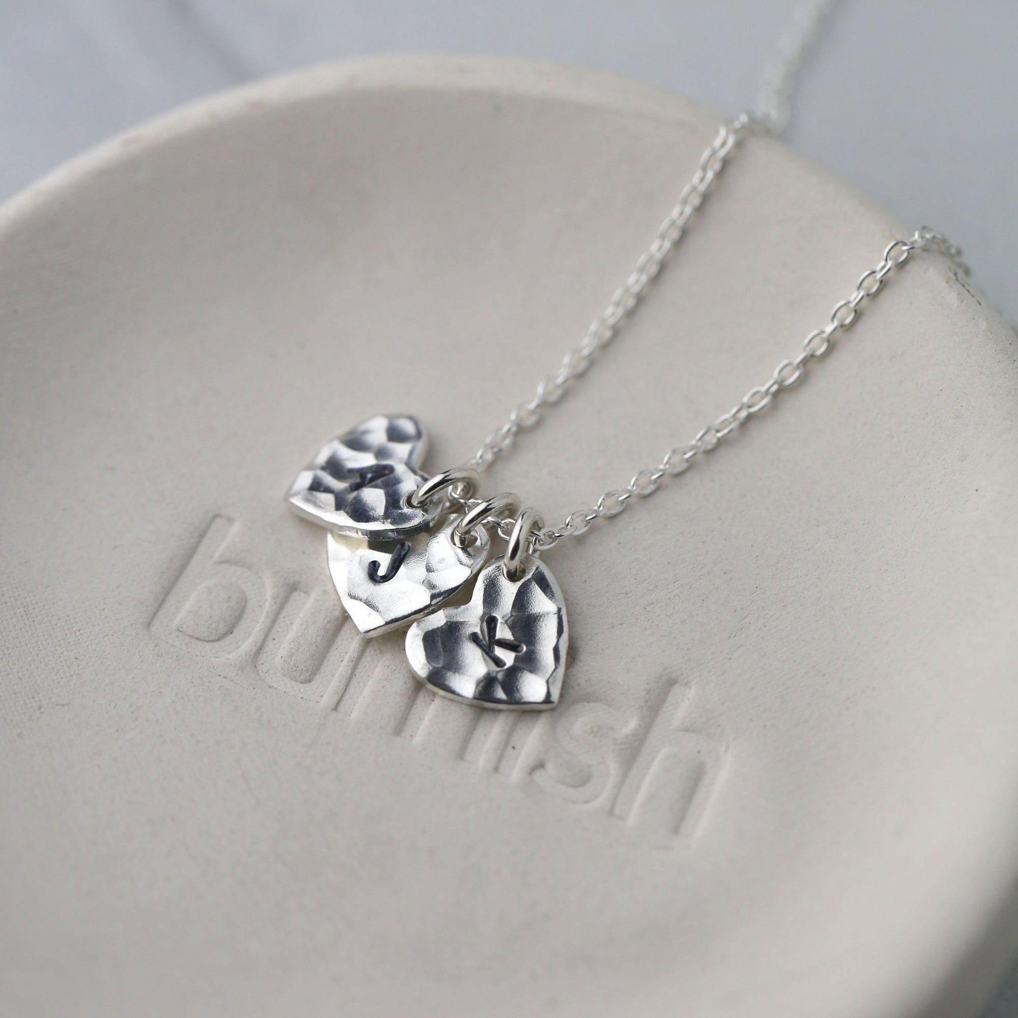 Heart Initial Necklace handmade by Burnish