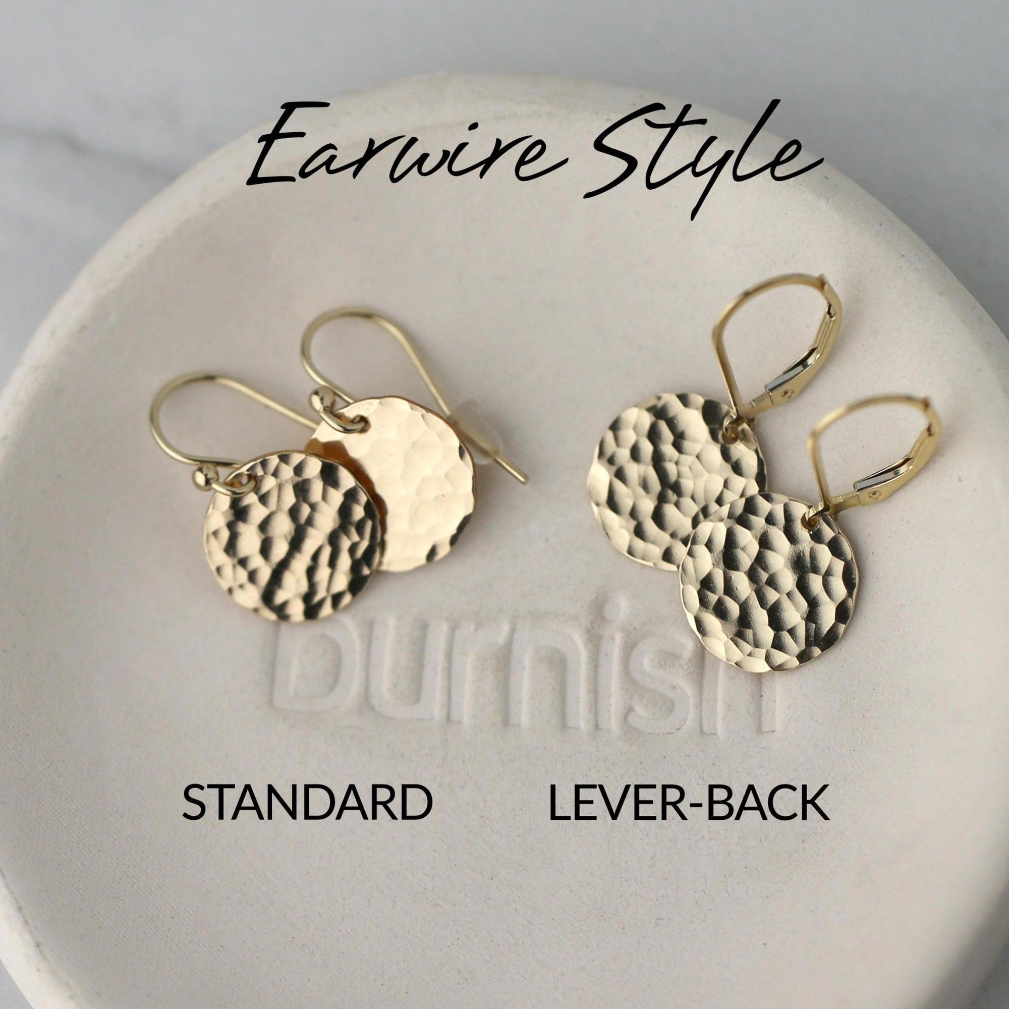 Medium Gold Hammered Disc Earrings jewelry handmade by Burnish