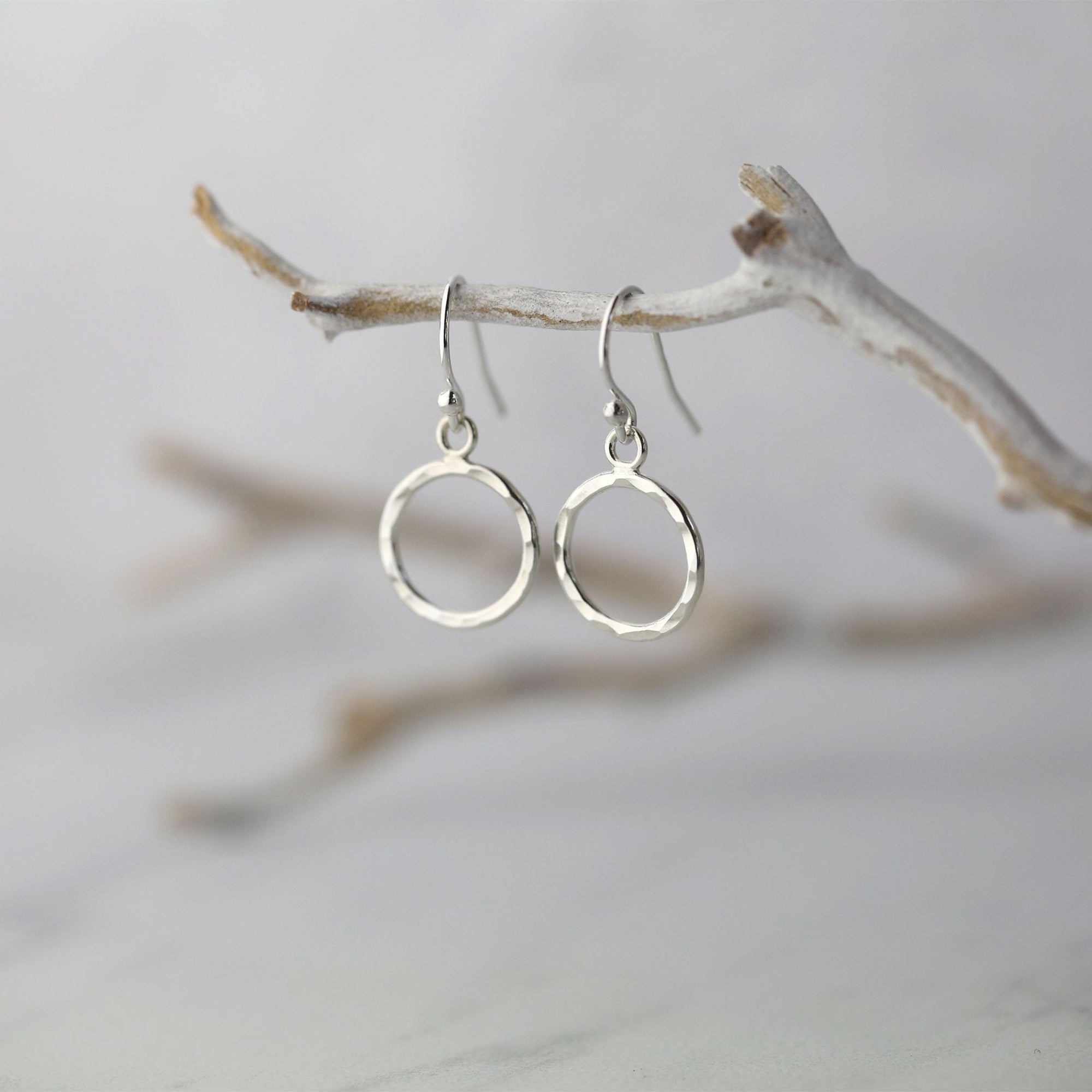 Medium Hammered Circle Earrings jewelry handmade by Burnish