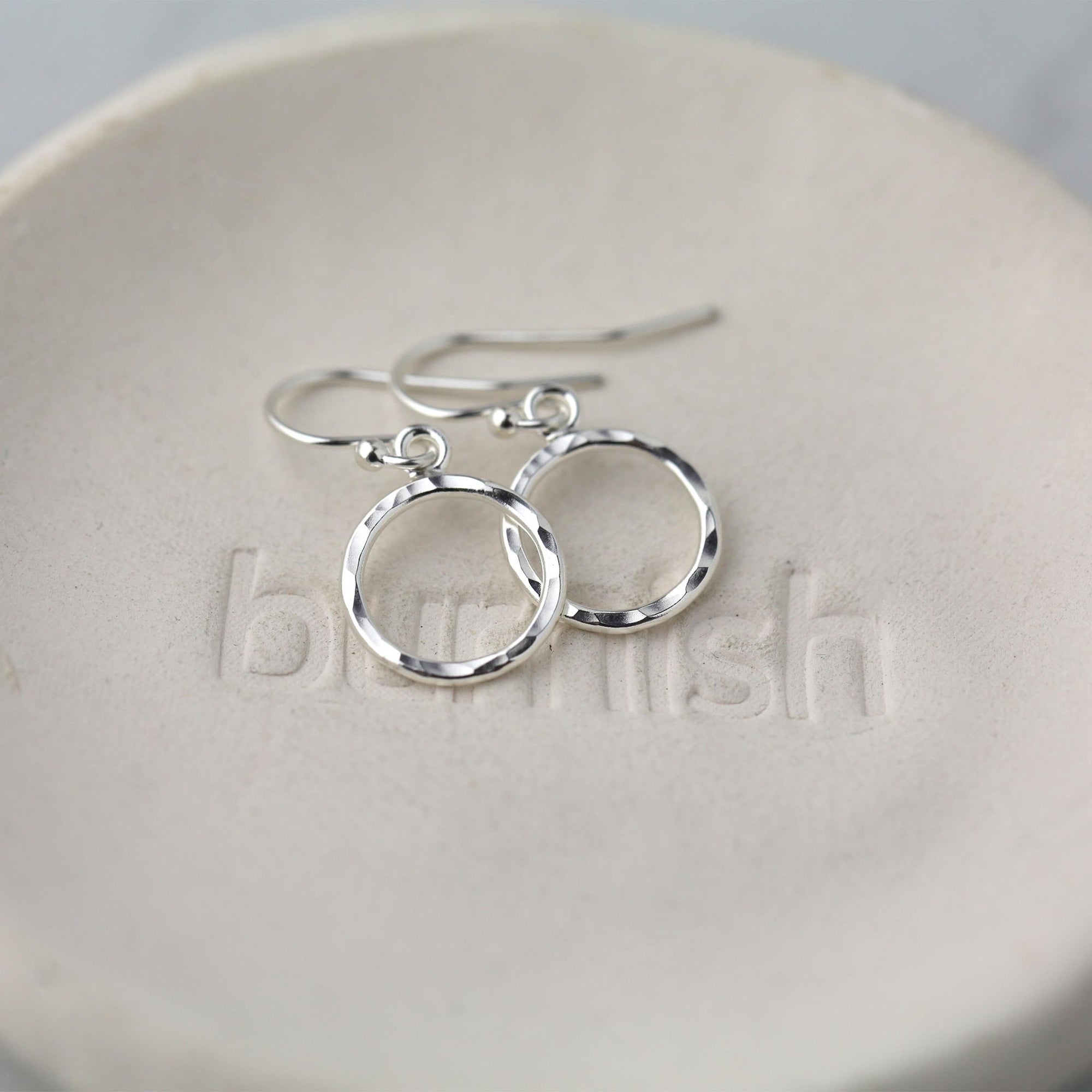 Medium Hammered Circle Earrings jewelry handmade by Burnish