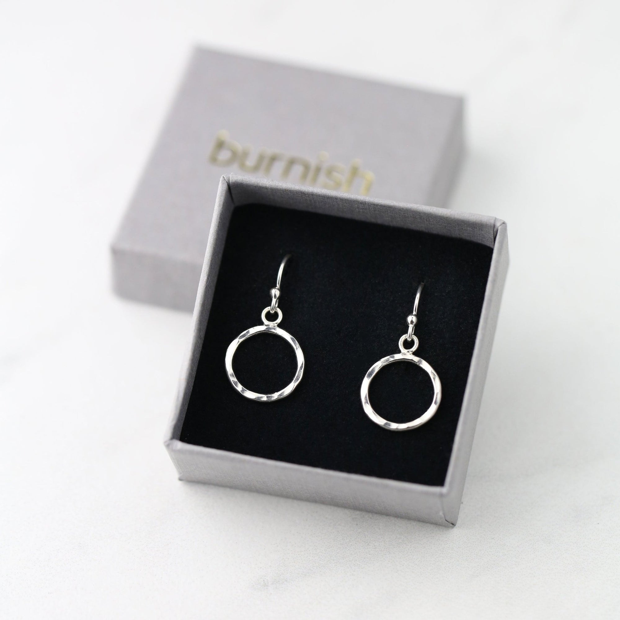 Medium Hammered Circle Earrings jewelry handmade by Burnish