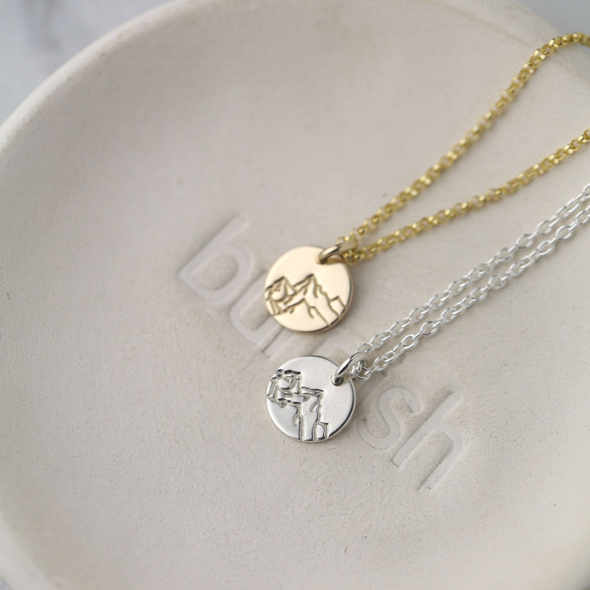 Mini Hand Stamped Mountain Necklace jewelry handmade by Burnish