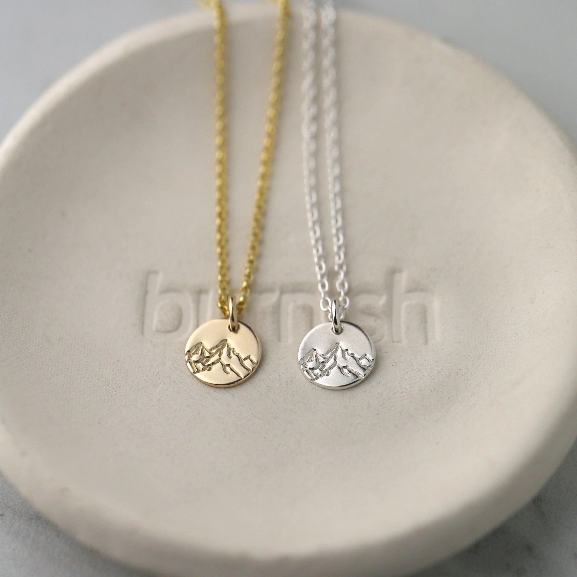 Mini Hand Stamped Mountain Necklace jewelry handmade by Burnish
