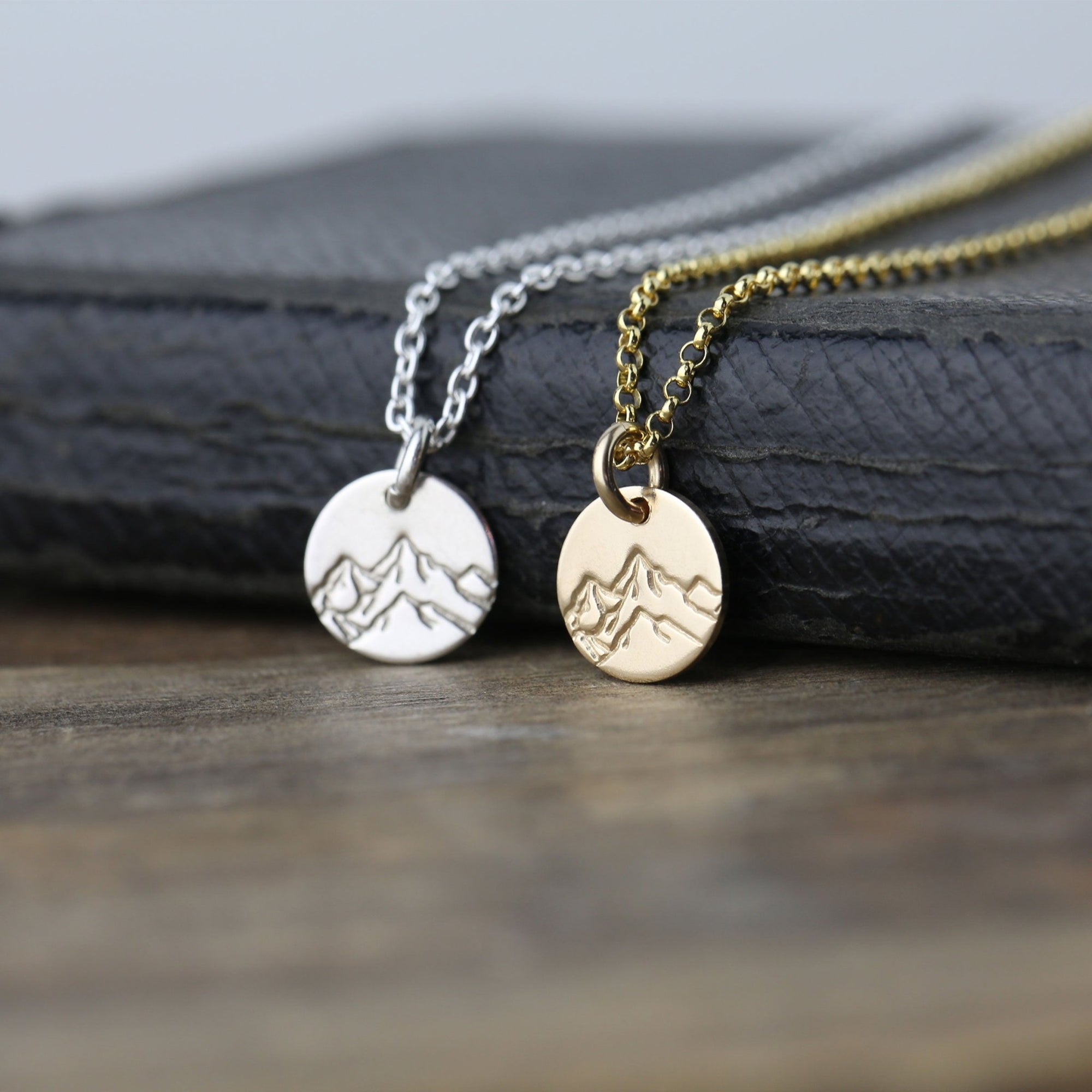Mini Hand Stamped Mountain Necklace jewelry handmade by Burnish