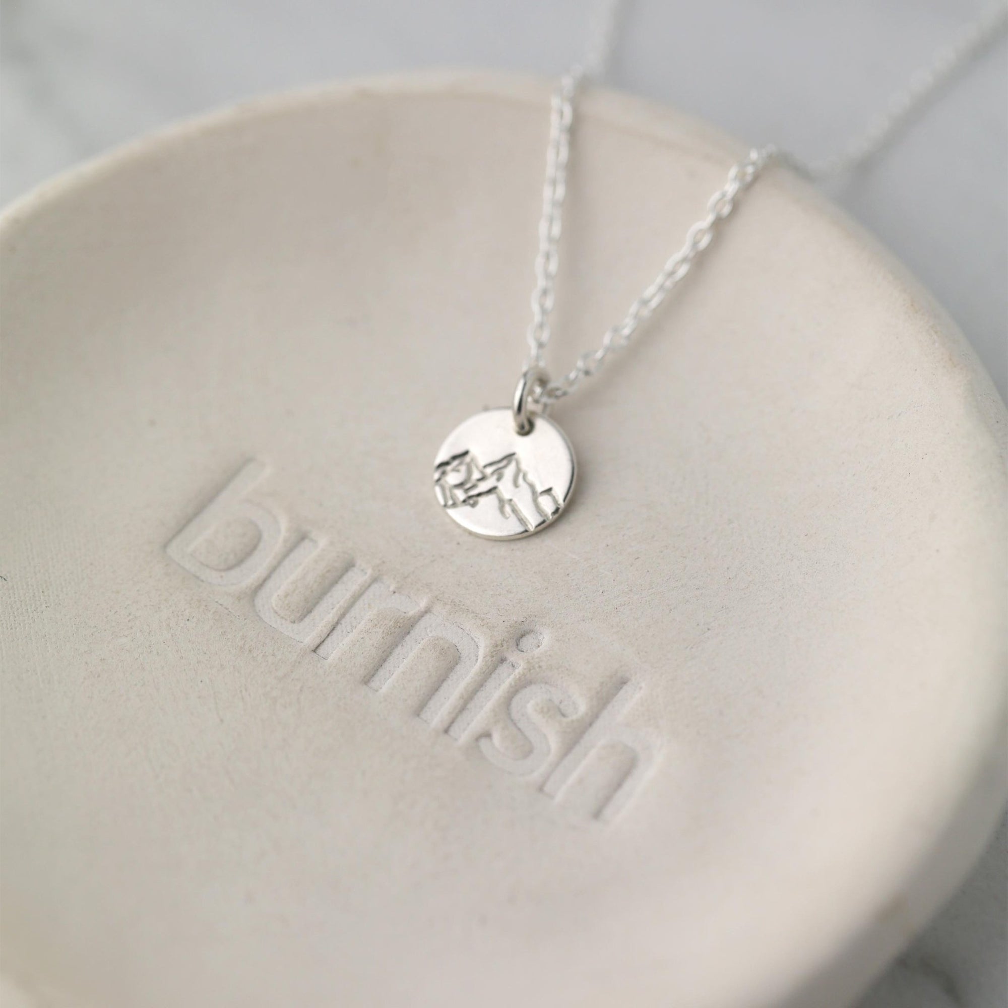 Mini Hand Stamped Mountain Necklace jewelry handmade by Burnish