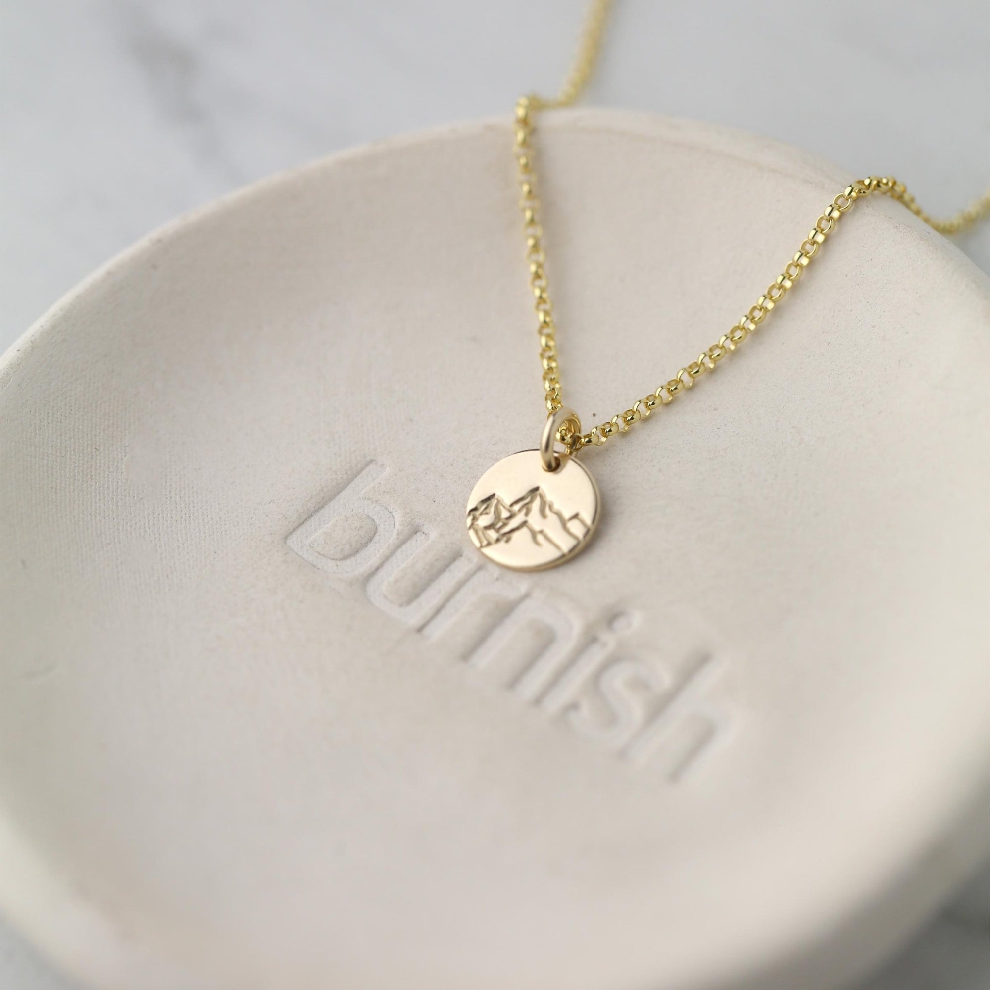Mini Hand Stamped Mountain Necklace jewelry handmade by Burnish