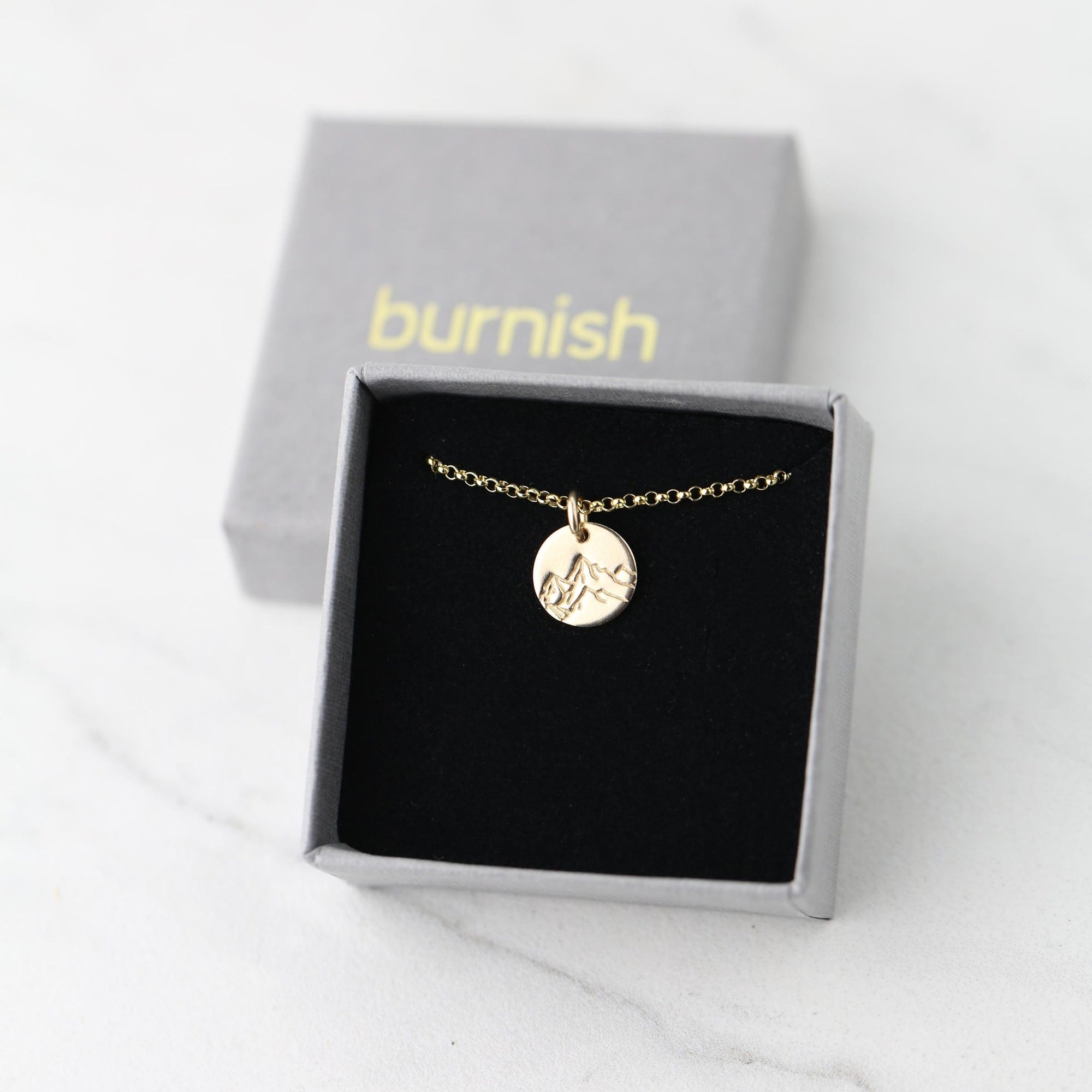 Mini Hand Stamped Mountain Necklace jewelry handmade by Burnish